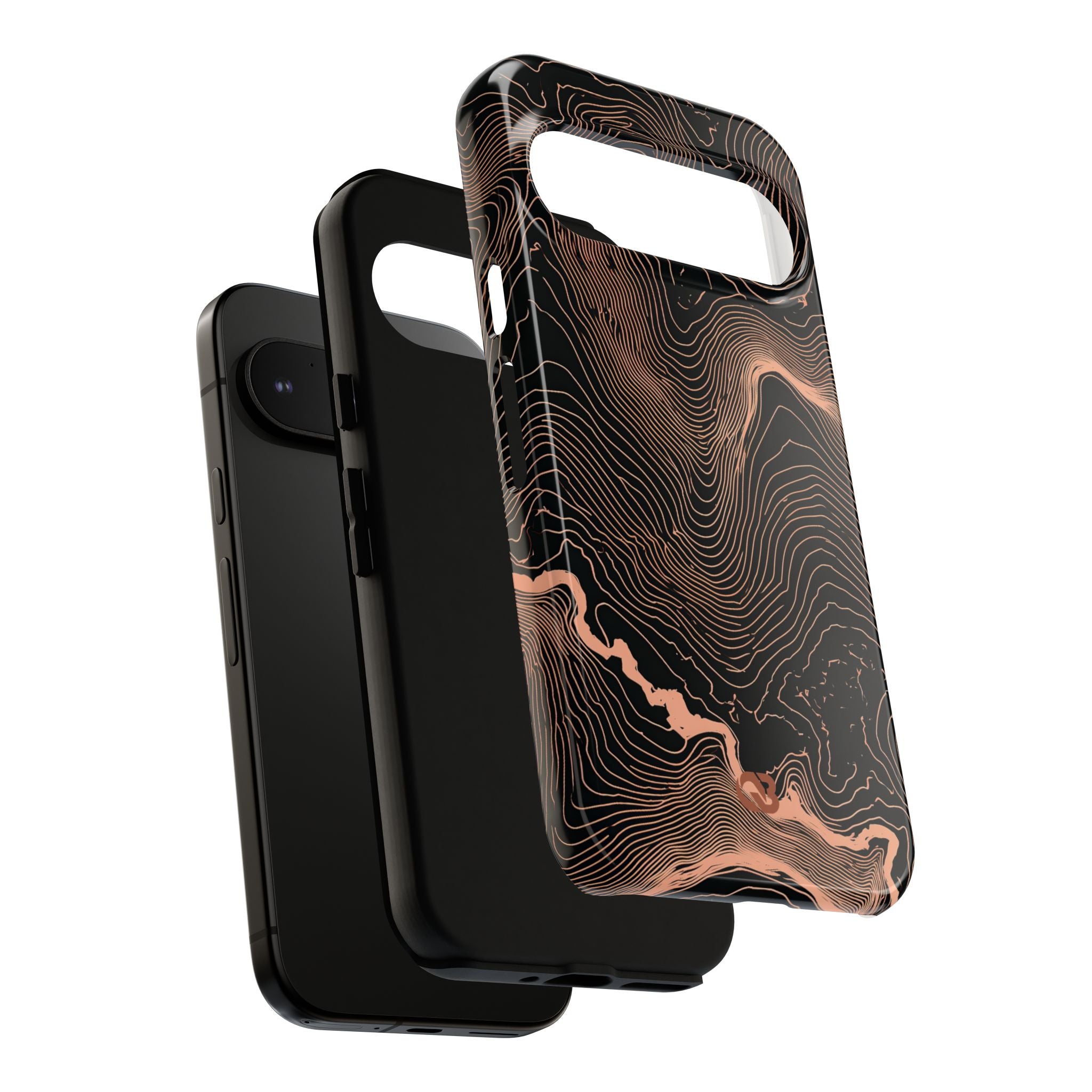 Orange Tough Phone Case for Google Pixel - Salmon Ridge Topo