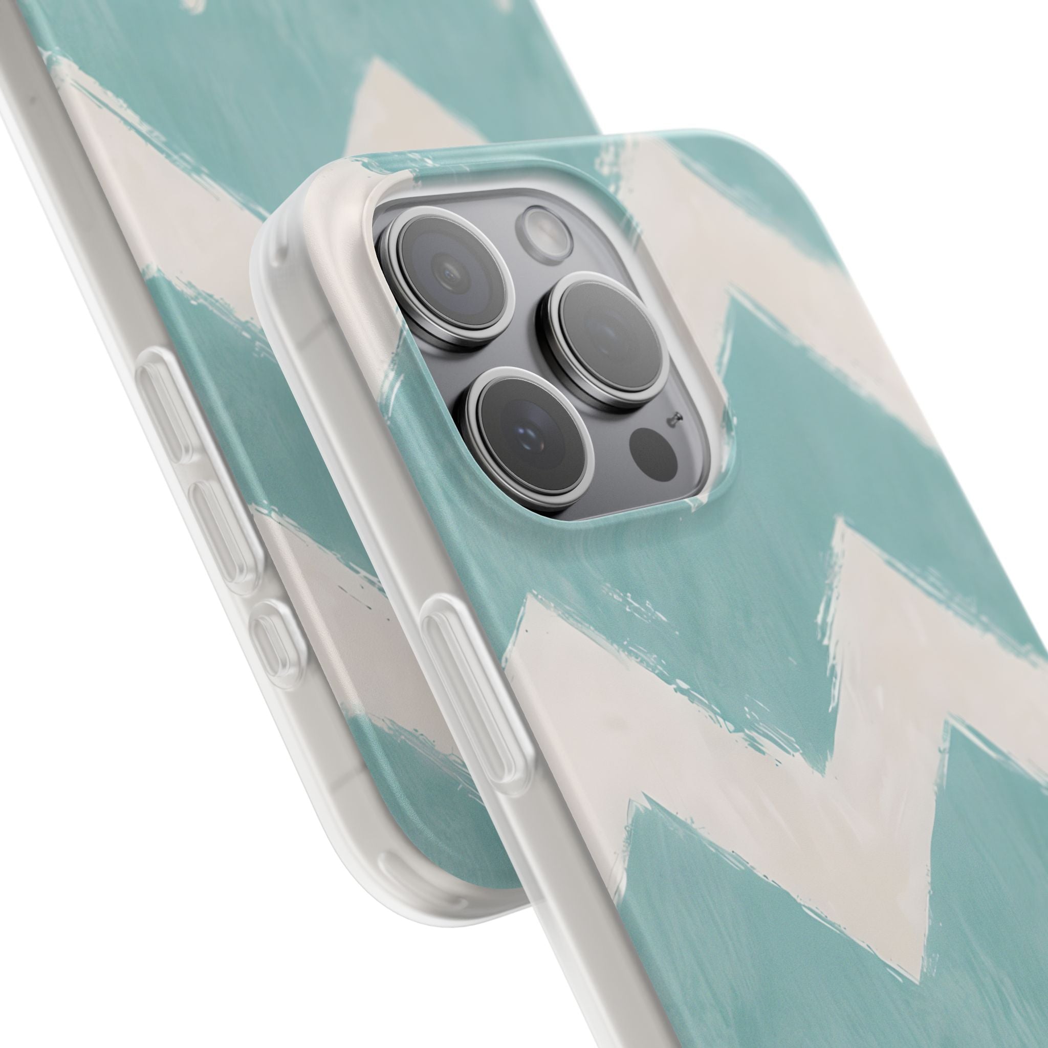 Teal Painted Chevron · Soft Phone Case for iPhone