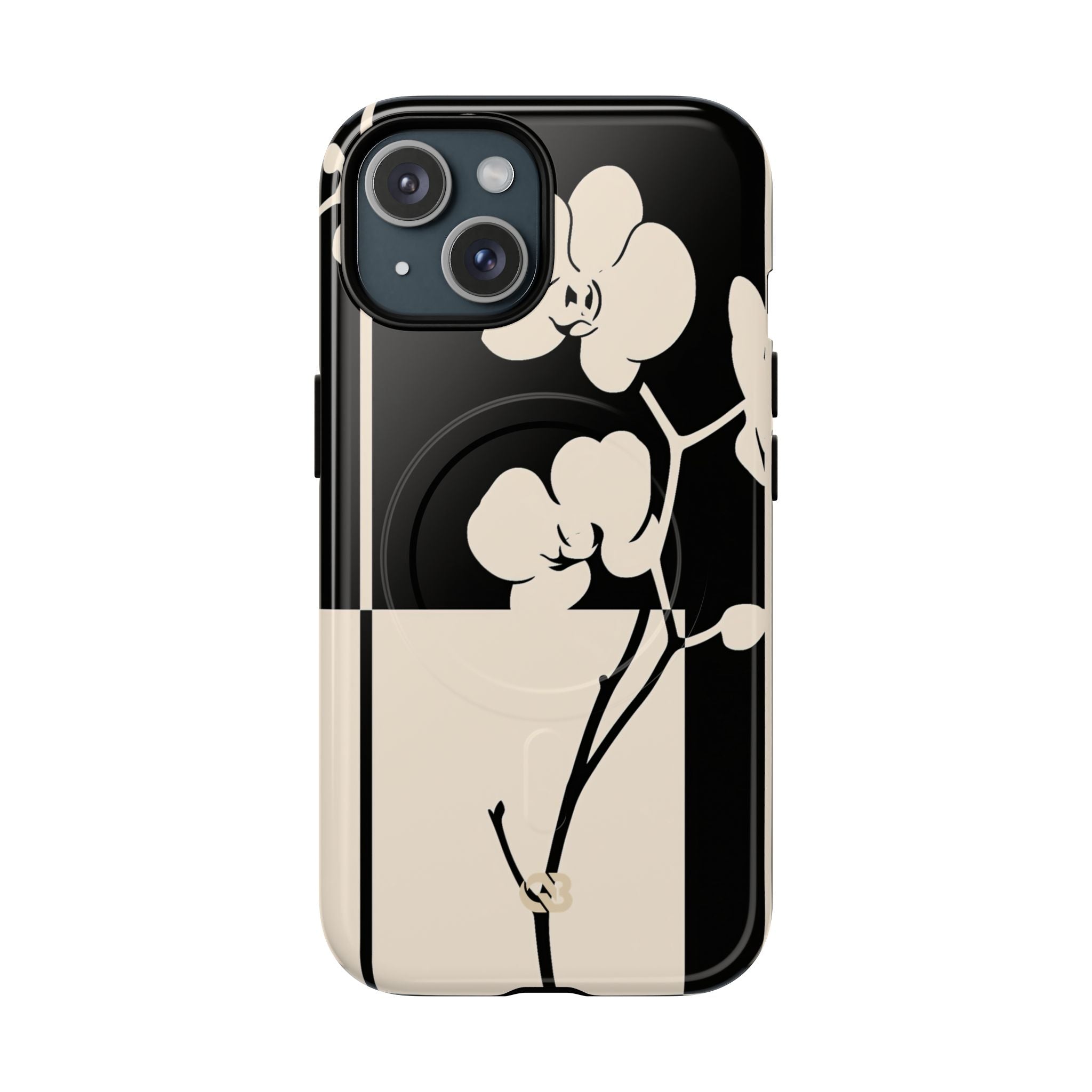 Beige Tough 2.0 Magsafe Phone Case for iPhone - Nocturnal Orchid Frame