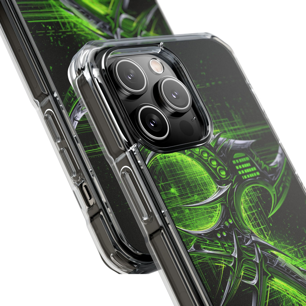 Cyber Sigil Grid · Clear Impact Magnetic Phone Case for iPhone · Green