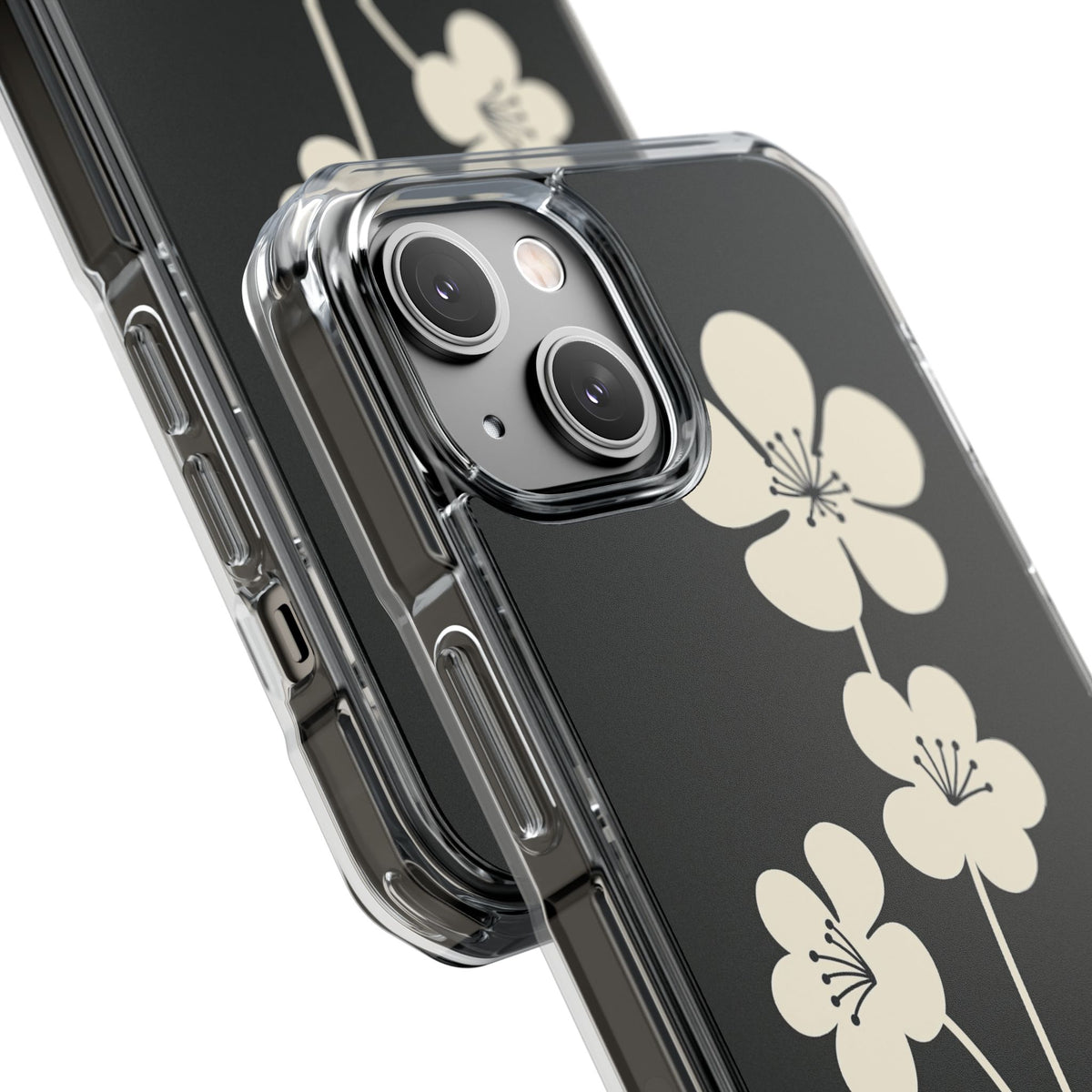 Nordic Blossom · Clear Impact Magnetic Phone Case for iPhone · Black