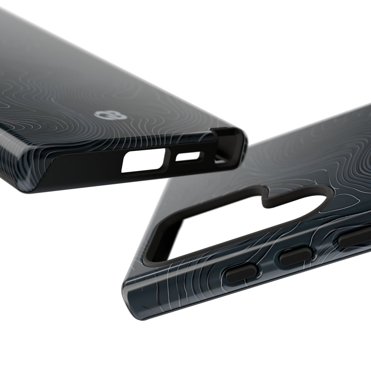 Black Tough Phone Case for Samsung - Obsidian Ridge Topo