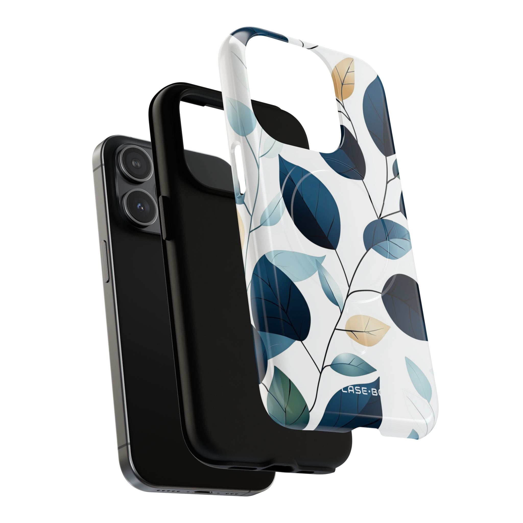 Navy Blattadern iPhone 15 Pro Case - Tough+