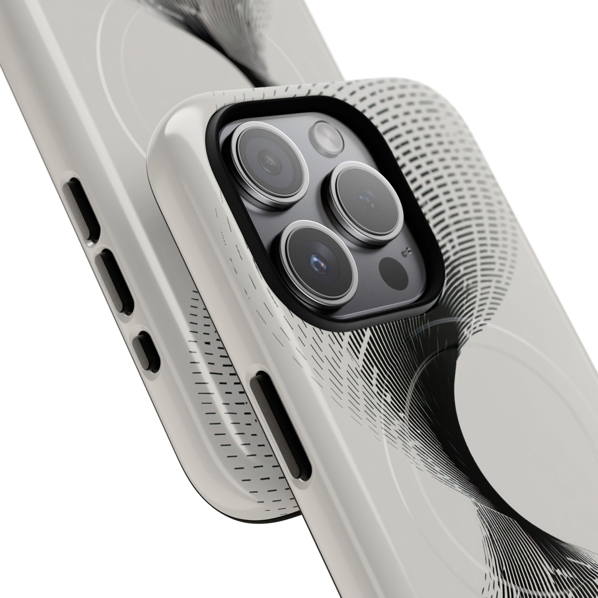 White Tough 2.0 Magsafe Phone Case for iPhone - Linear Torsion Grid