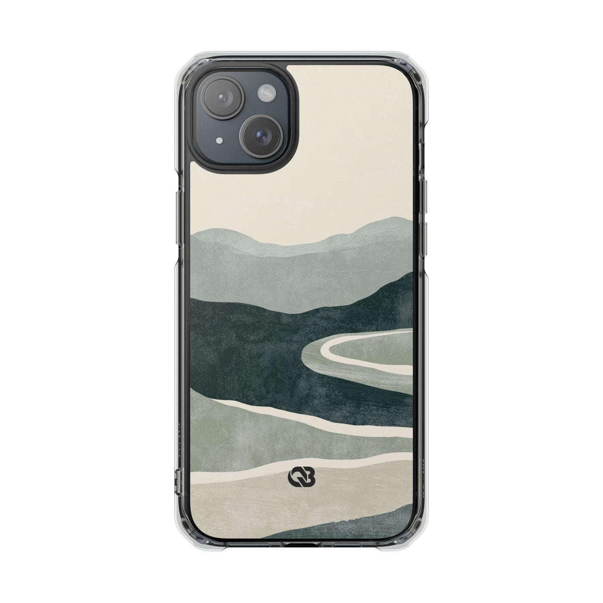 Muted Valley Vista · Clear Impact Magnetic Phone Case for iPhone · Green