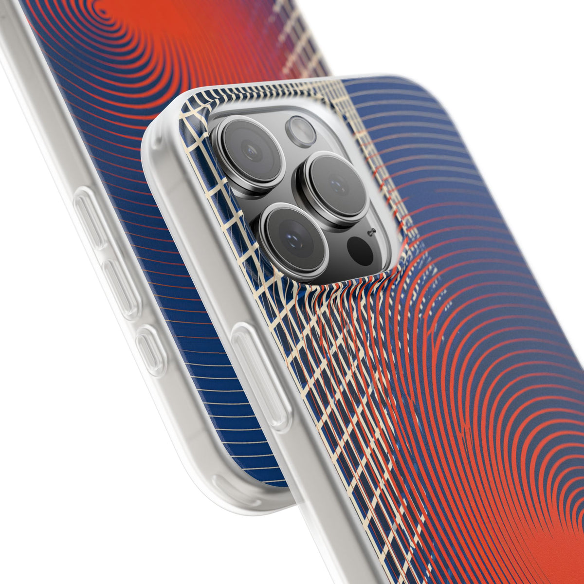 Blue Lite Phone Case for iPhone - Orange Orbit Grid