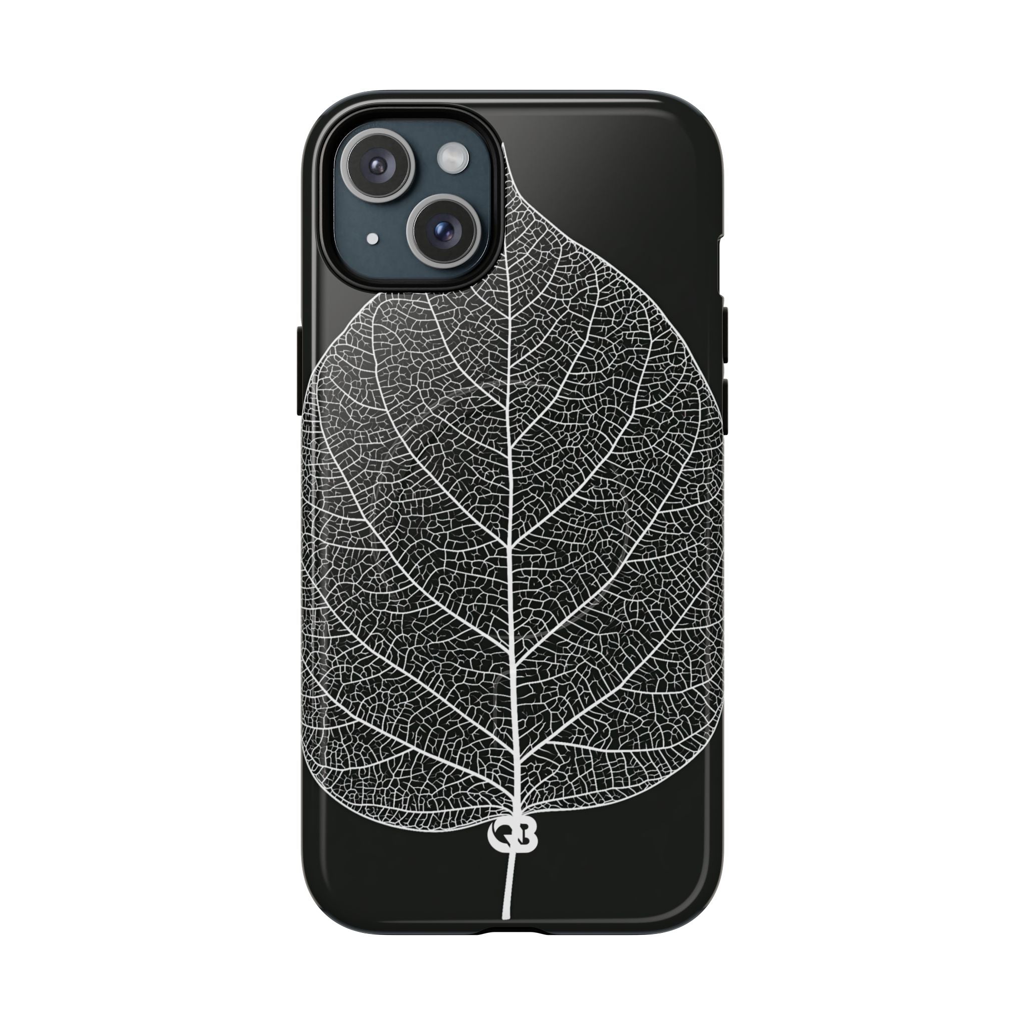 Black Tough 2.0 Magsafe Phone Case for iPhone - Bleached Leaf Lattice
