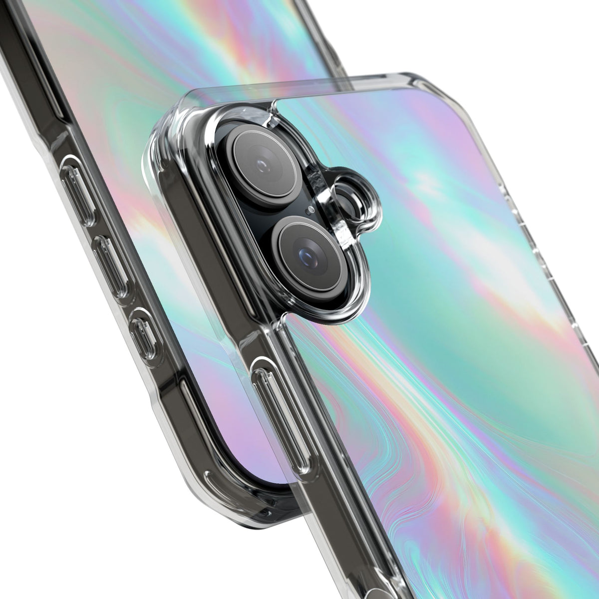 Prismatic Liquid Light · Clear Impact Magnetic Phone Case for iPhone · Teal