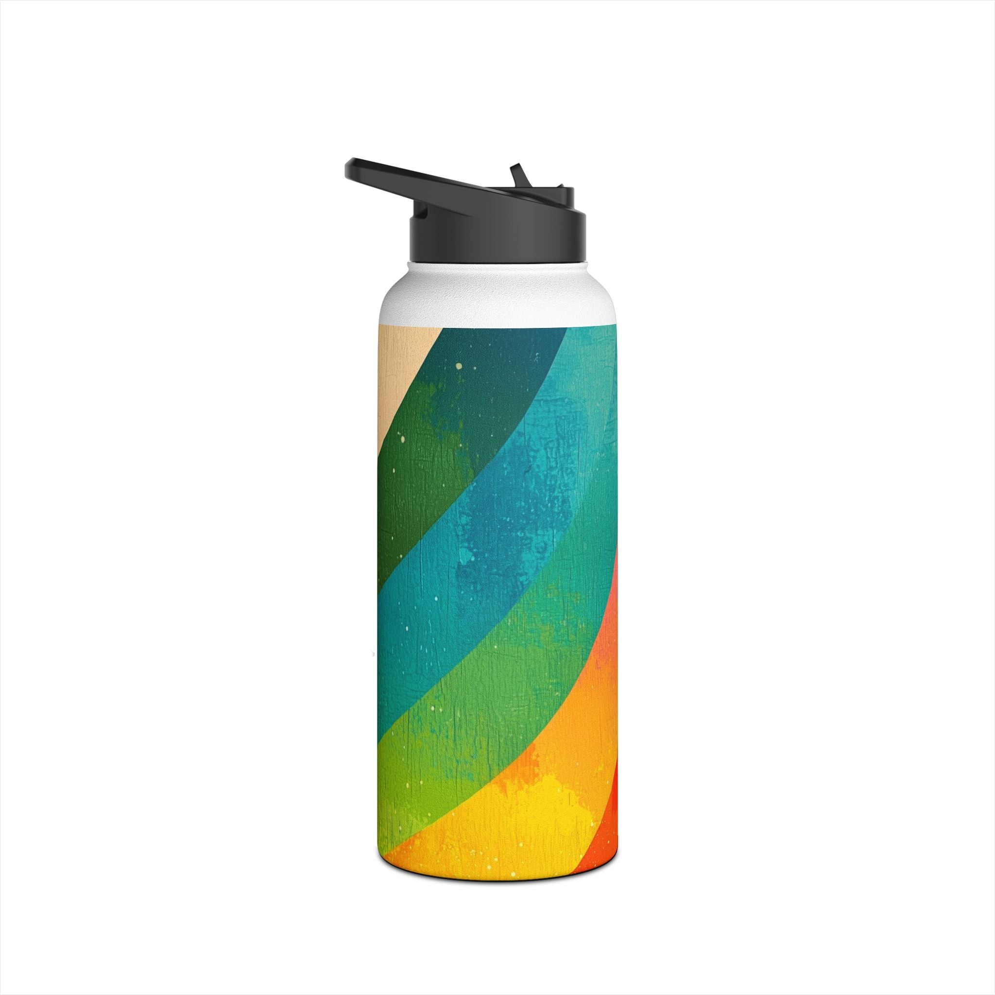 Curved Rainbow Breeze - Stainless Steel Water Bottle