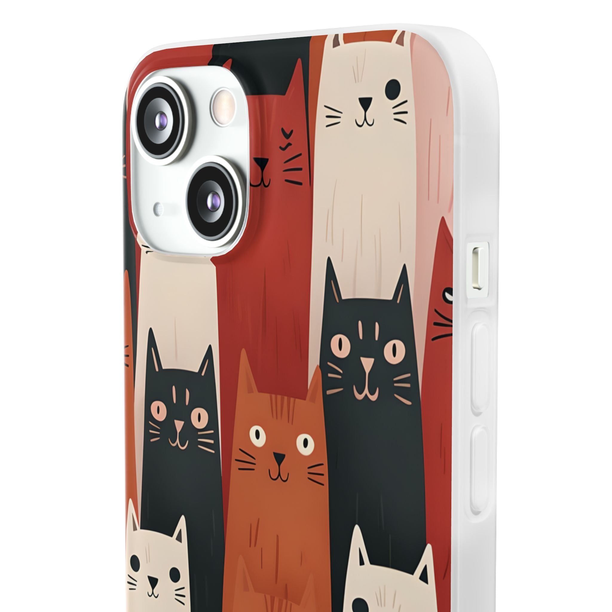 Elongated Cats Black iPhone 13 - Soft