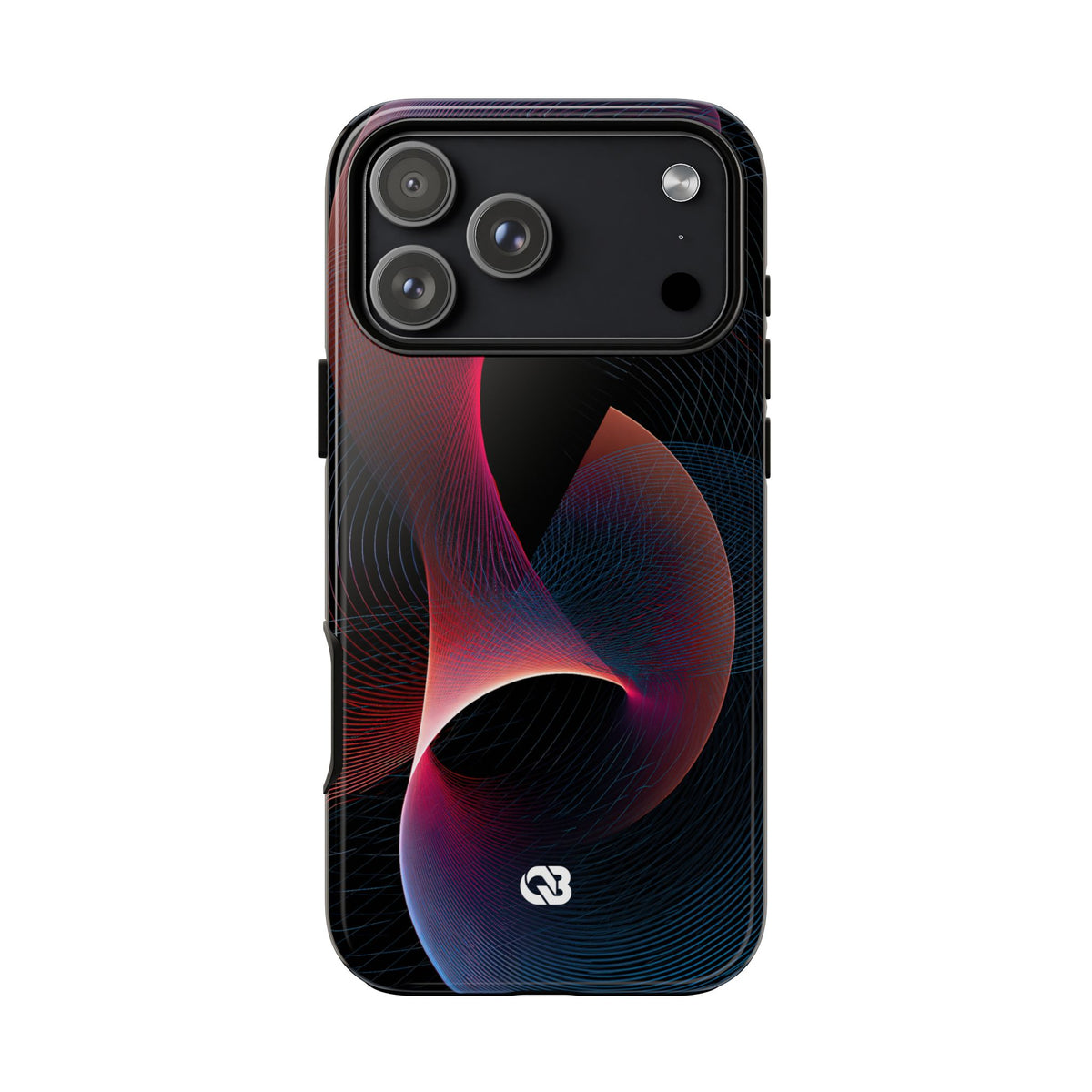 Black Tough Phone Case for iPhone - Cobalt Crimson Flux