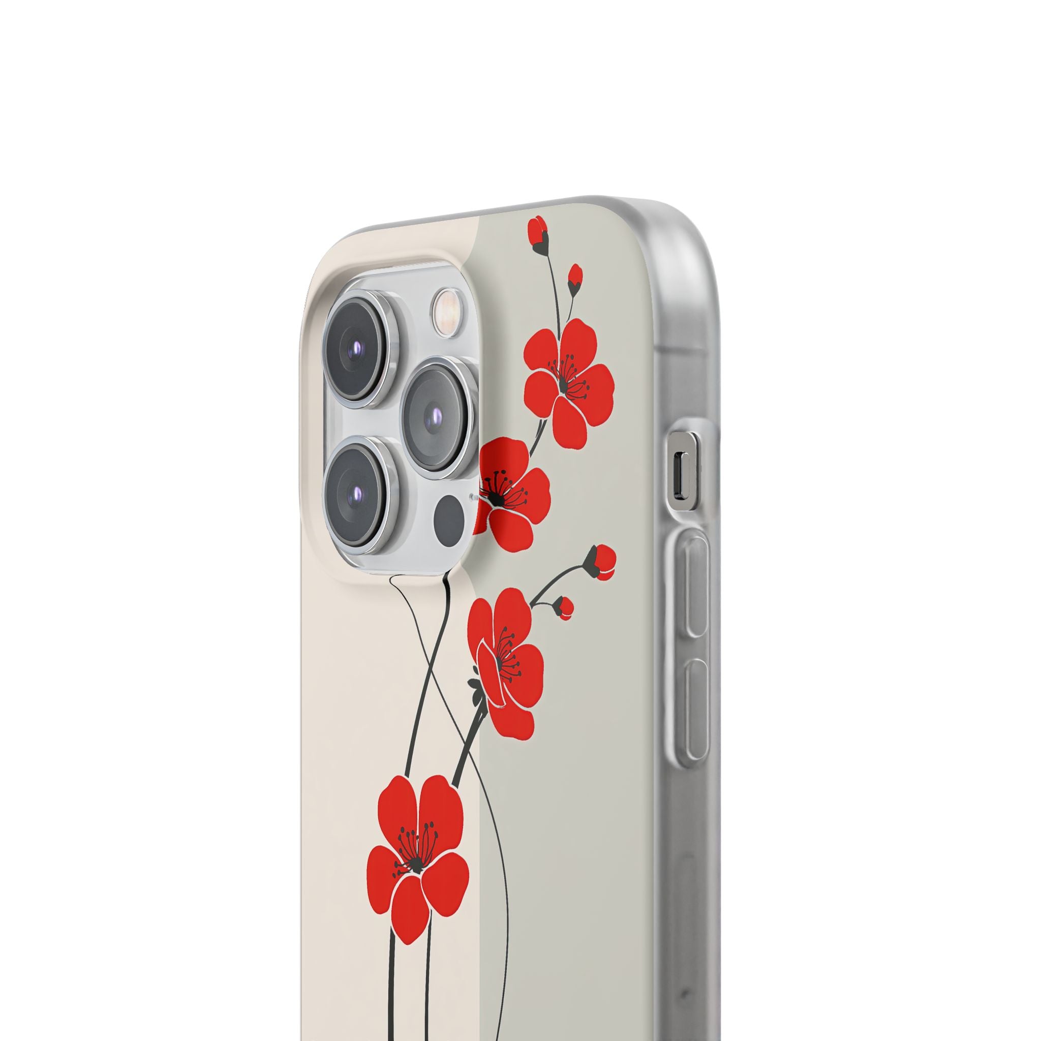 Beige Lite Phone Case for iPhone - Scarlet Ink Petals