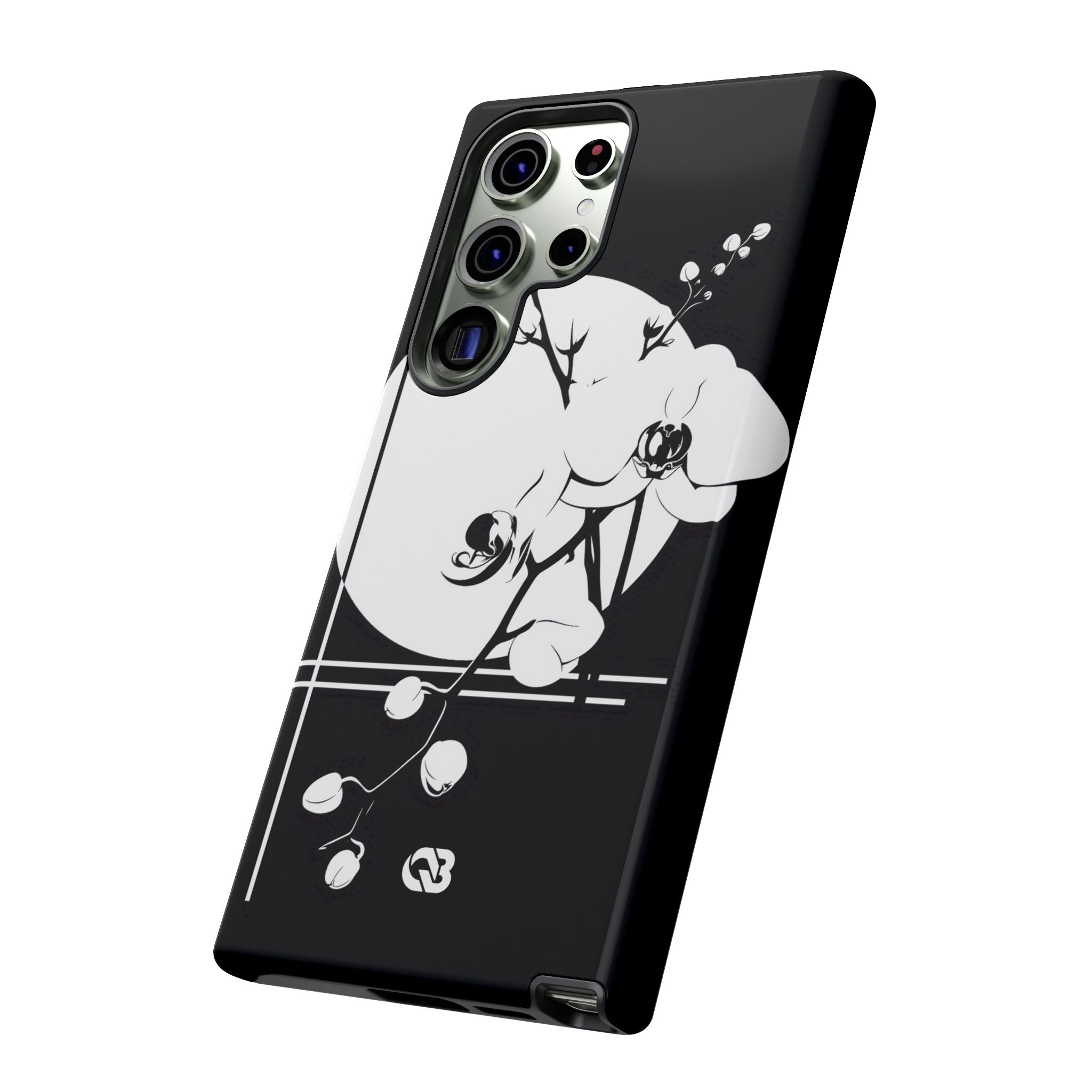Black Tough Phone Case for Samsung - Lunar Orchid Grid
