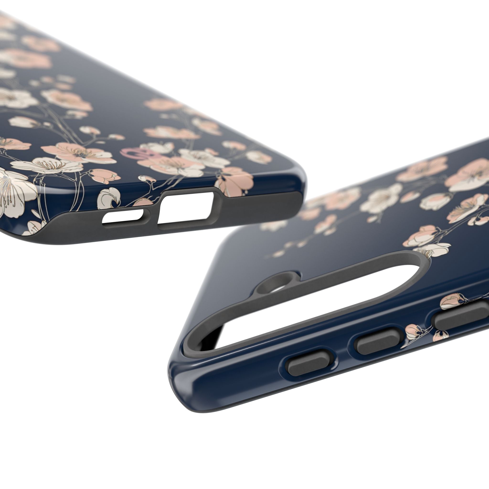 Blue Tough Phone Case for Samsung - Midnight Peach Sakura
