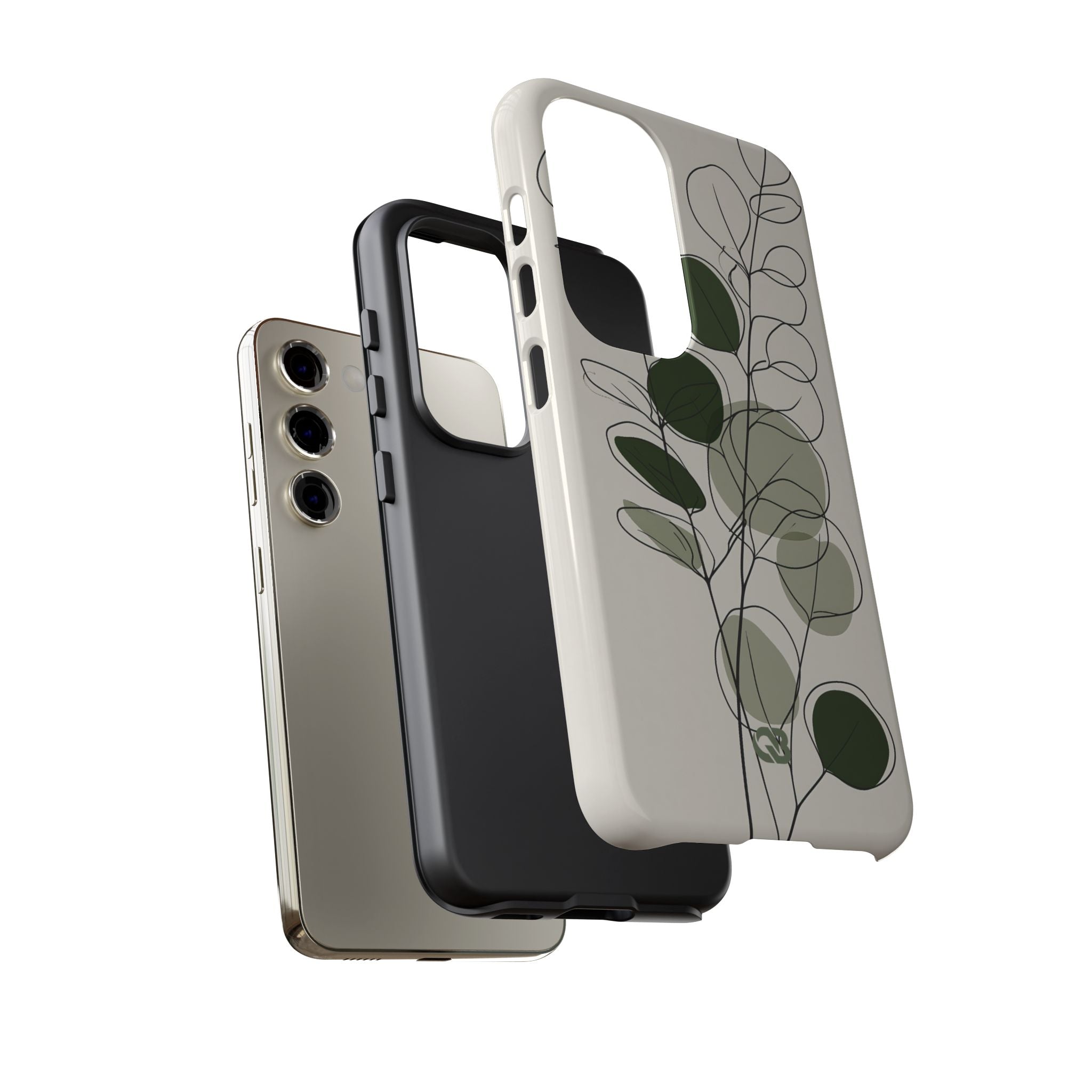 Green Tough Phone Case for Samsung - Muted Eucalyptus Sketch