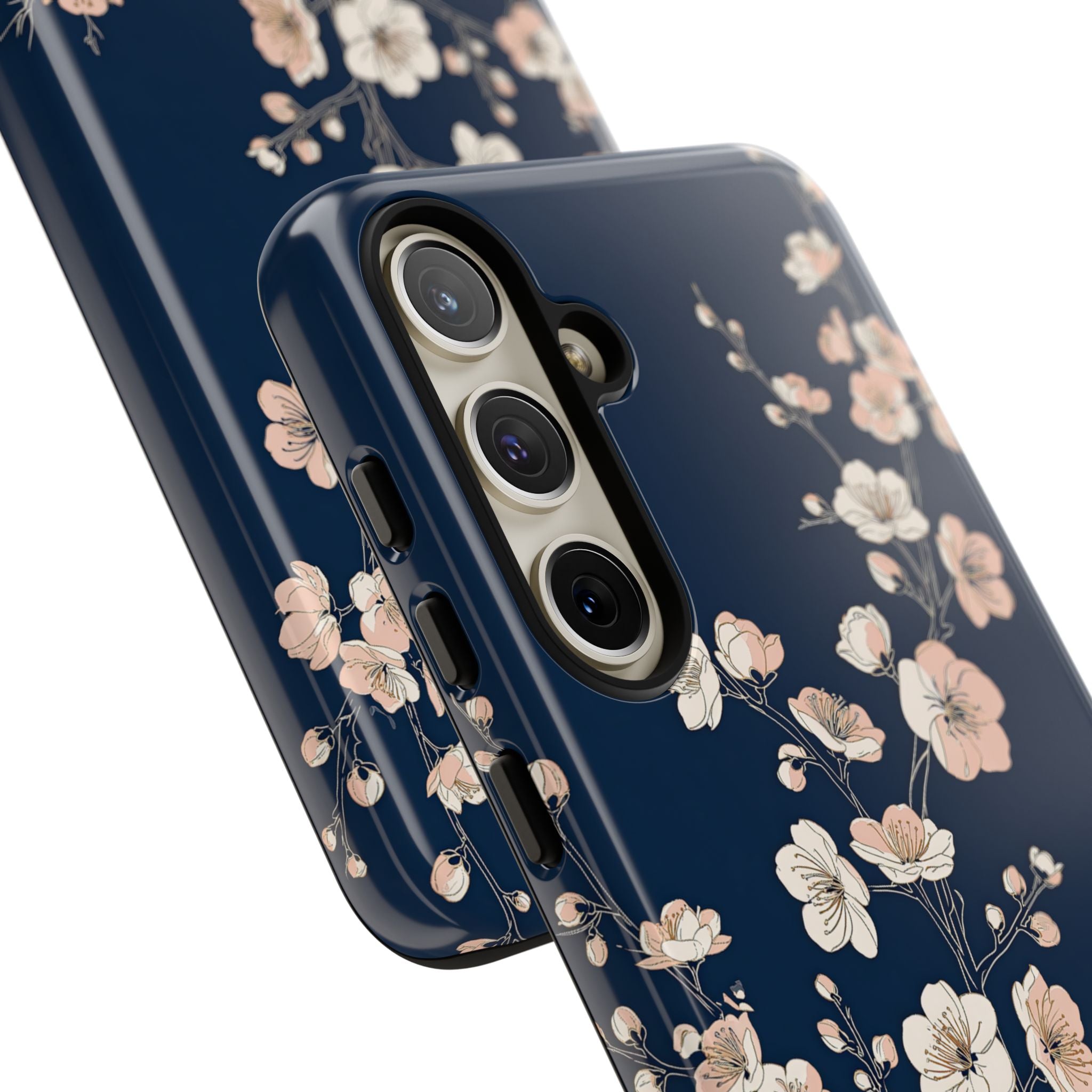 Blue Tough Phone Case for Samsung - Midnight Peach Sakura