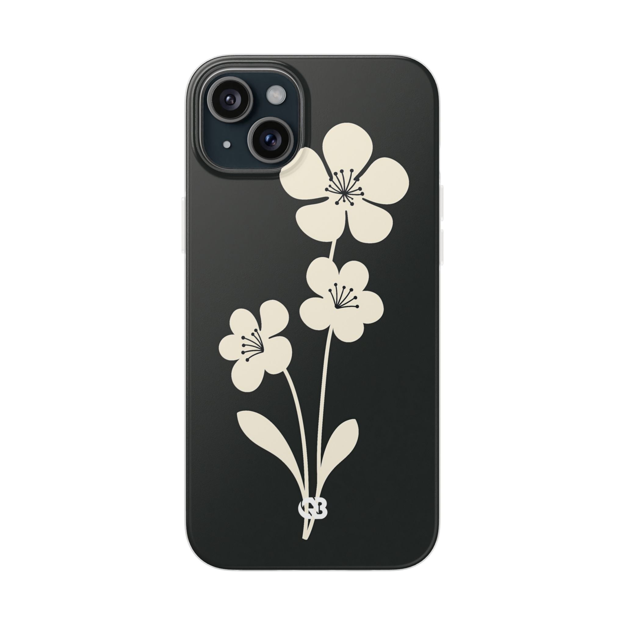 Black Lite Phone Case for iPhone - Obsidian Cream Bloom