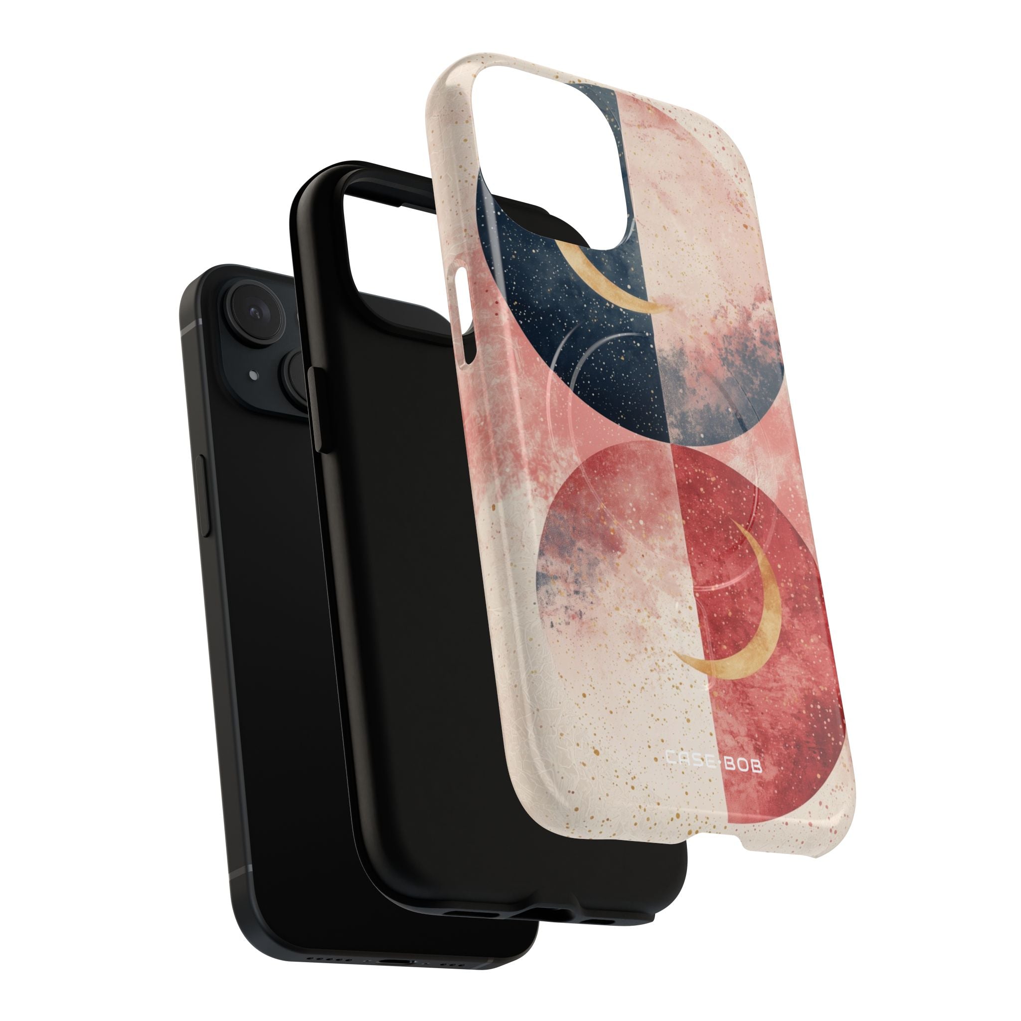 Golden Crescent Circles iPhone 15 Case - Tough+