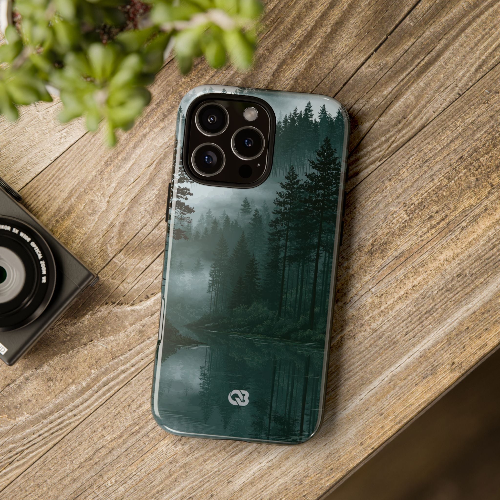 Green Tough Phone Case for iPhone - Misty Evergreen Mirror