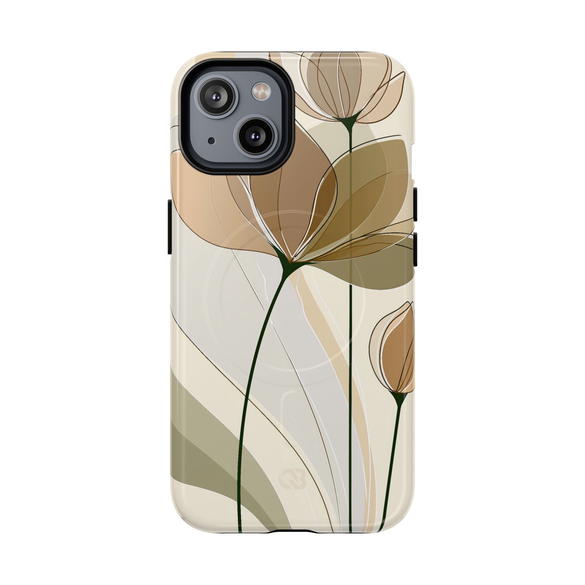 Beige Tough 2.0 Magsafe Phone Case for iPhone - Muted Ochre Petals
