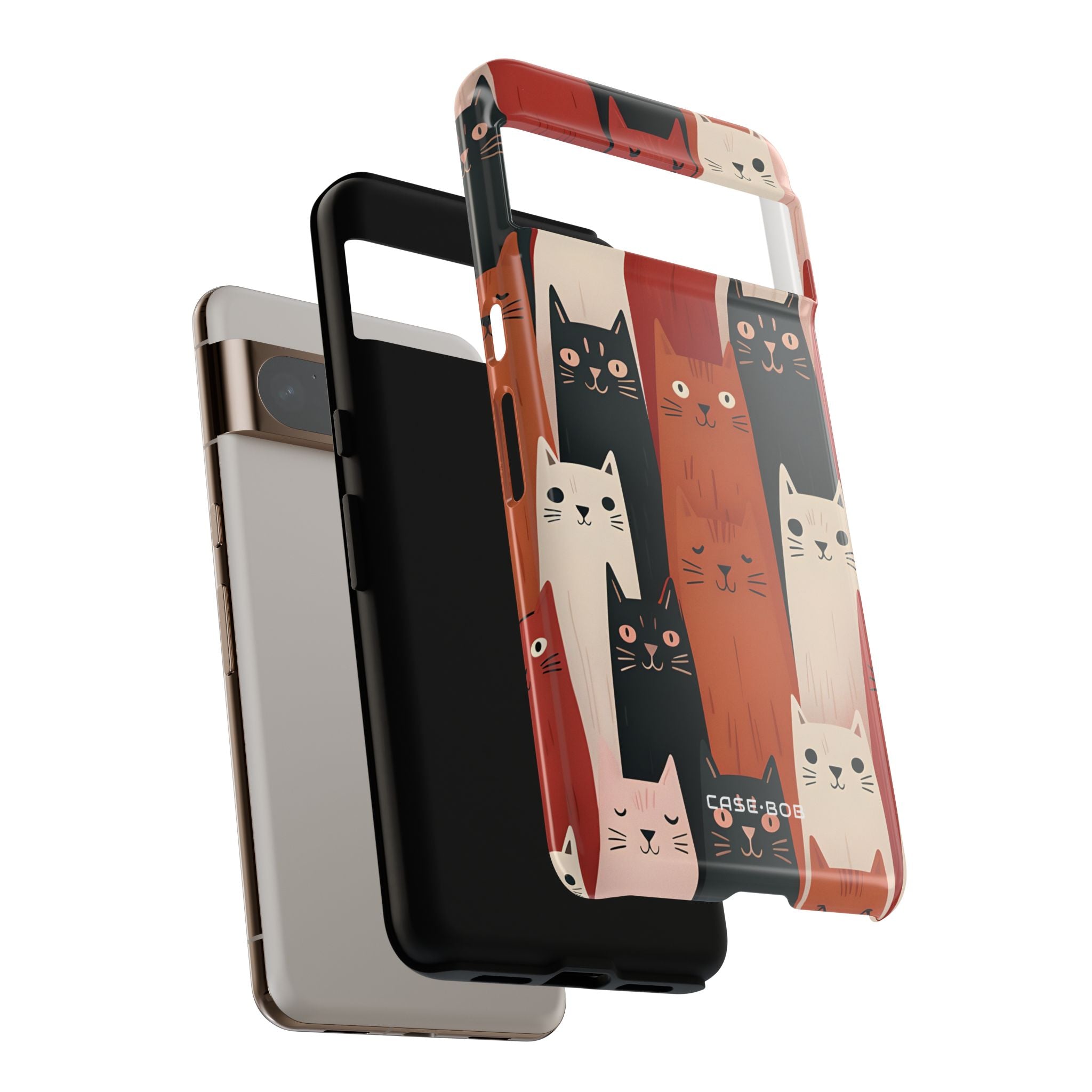 Verlängerte Katzen Schwarz Google Pixel 8 Pro Case - Tough