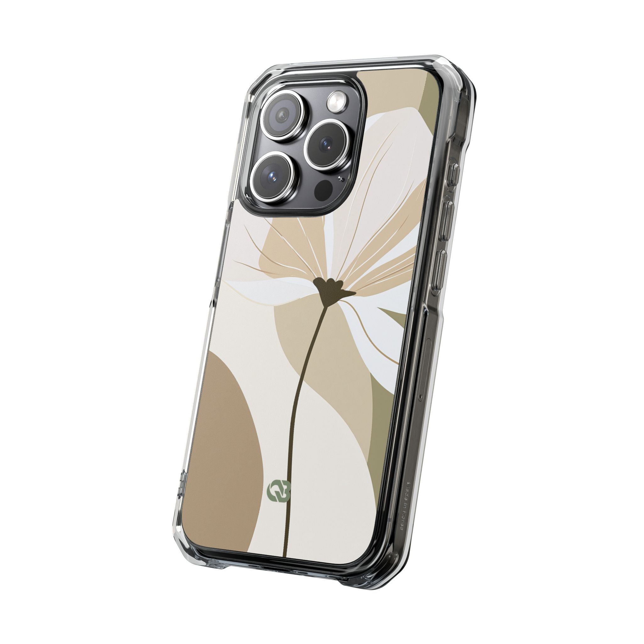 Beige Impact MagSafe Phone Case for iPhone - Sage Linen Magnolia