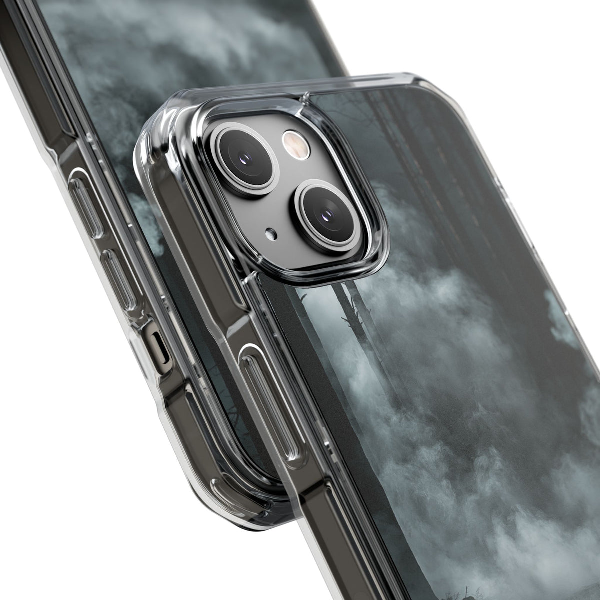 Shadowed Pine Mist · Clear Impact Magnetic Phone Case for iPhone · Black