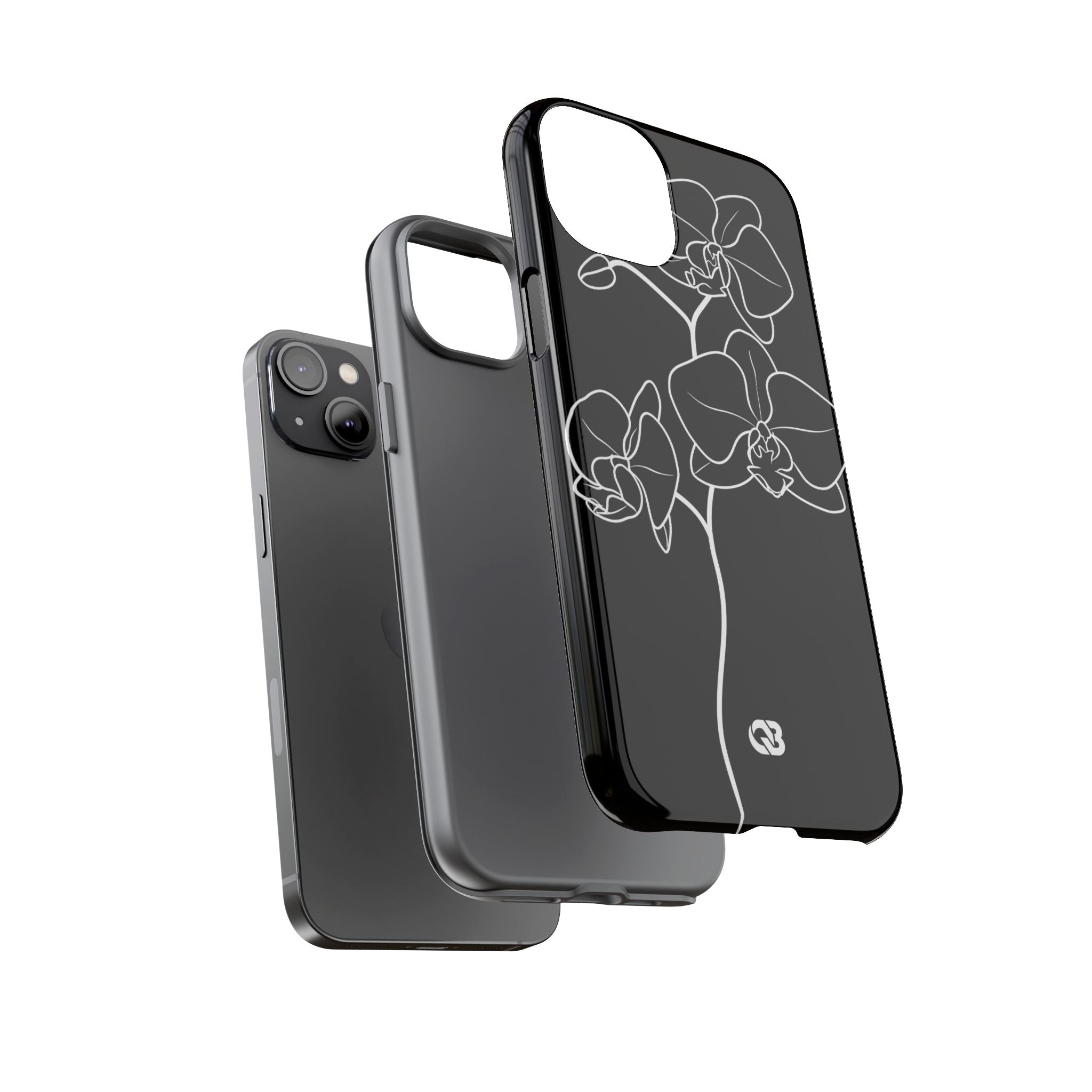 Black Tough Phone Case for iPhone - Noir Alabaster Orchid