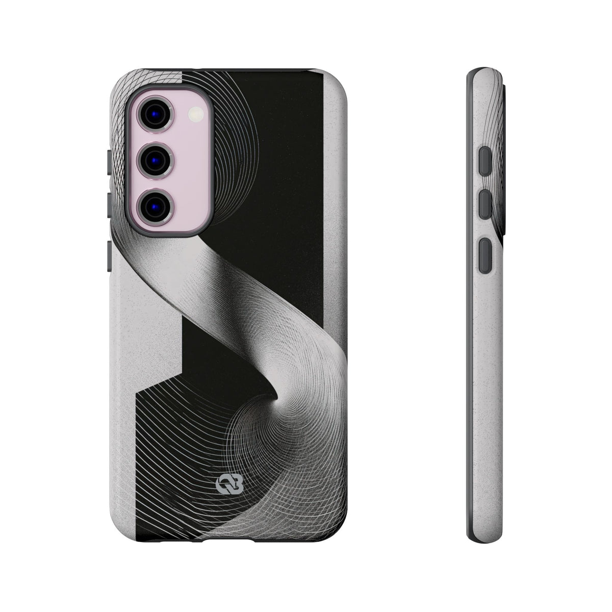 Grey Tough Phone Case for Samsung - Obsidian Moiré Wave
