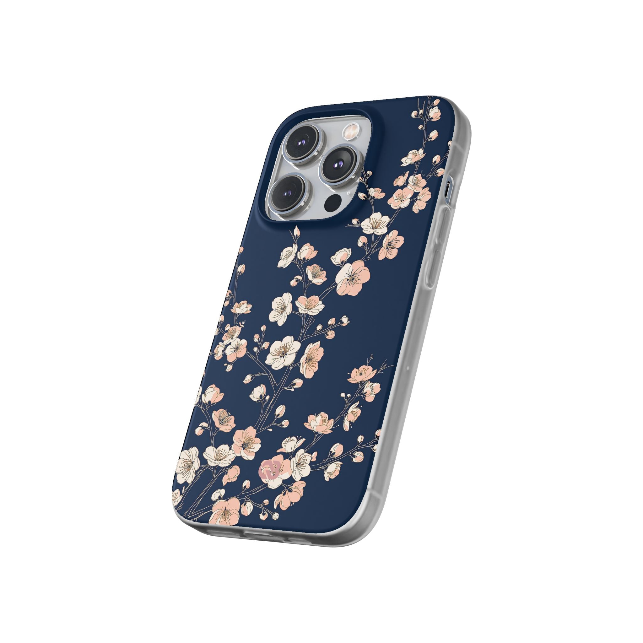 Blue Lite Phone Case for iPhone - Midnight Peach Sakura