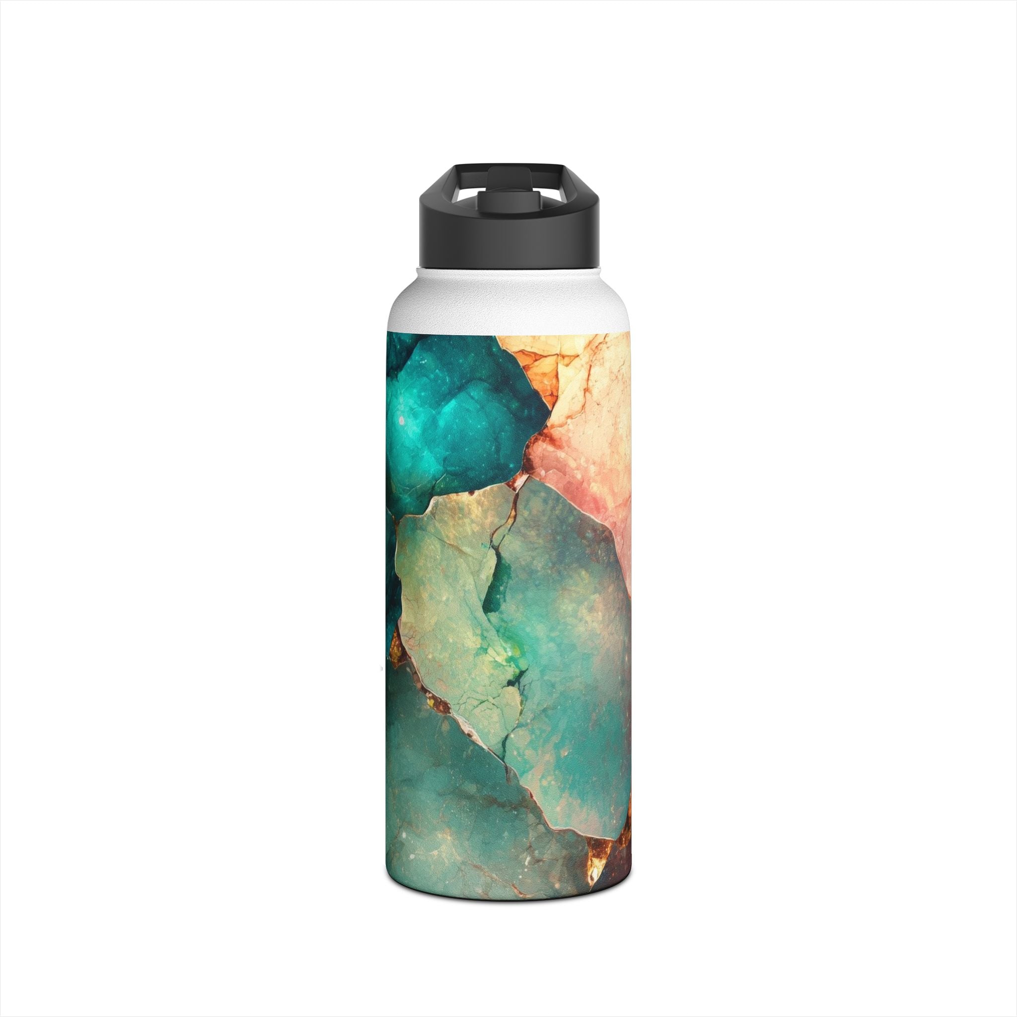 Fractured Gemstone Teal - Stainless Steel Water Bottle
