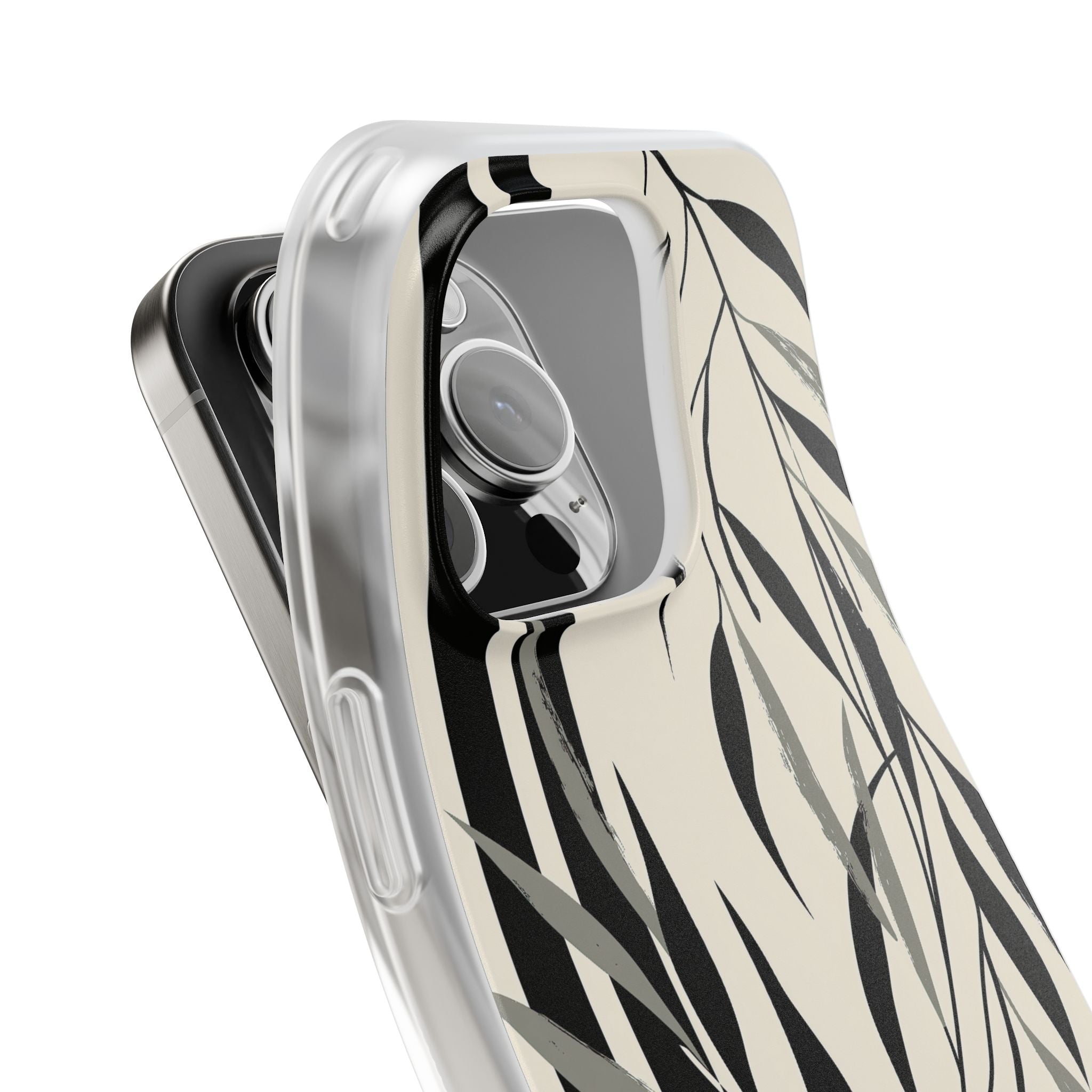 Beige Lite Phone Case for iPhone - Soot Leaf Sketch