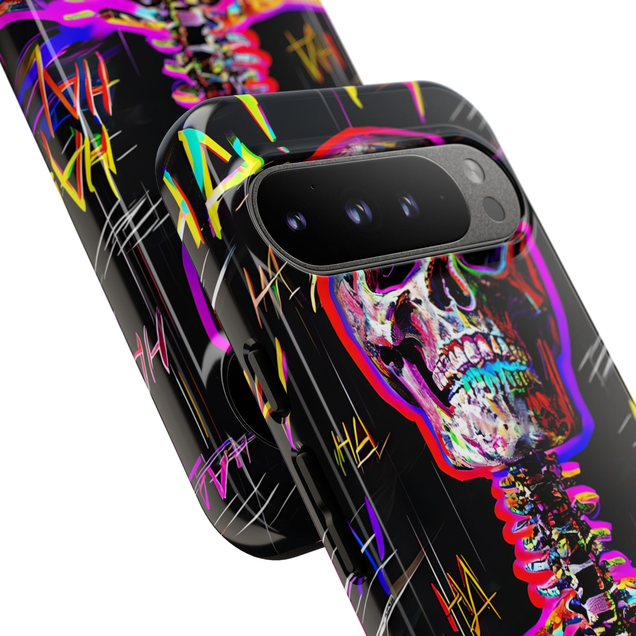 Neon Glitch Skeleton · Tough Handyhülle für Google Pixel