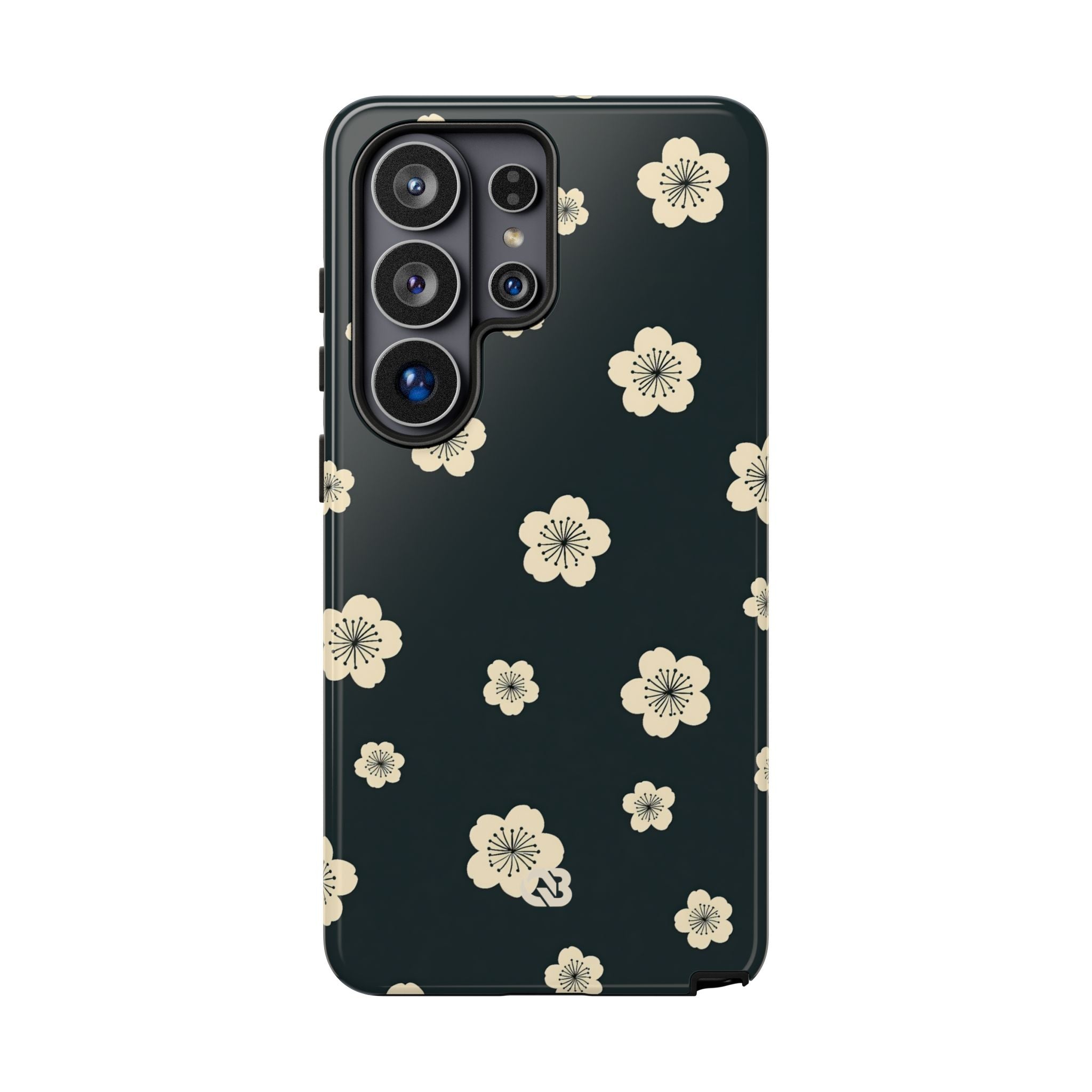 Teal Tough Phone Case for Samsung - Obsidian Cream Petals