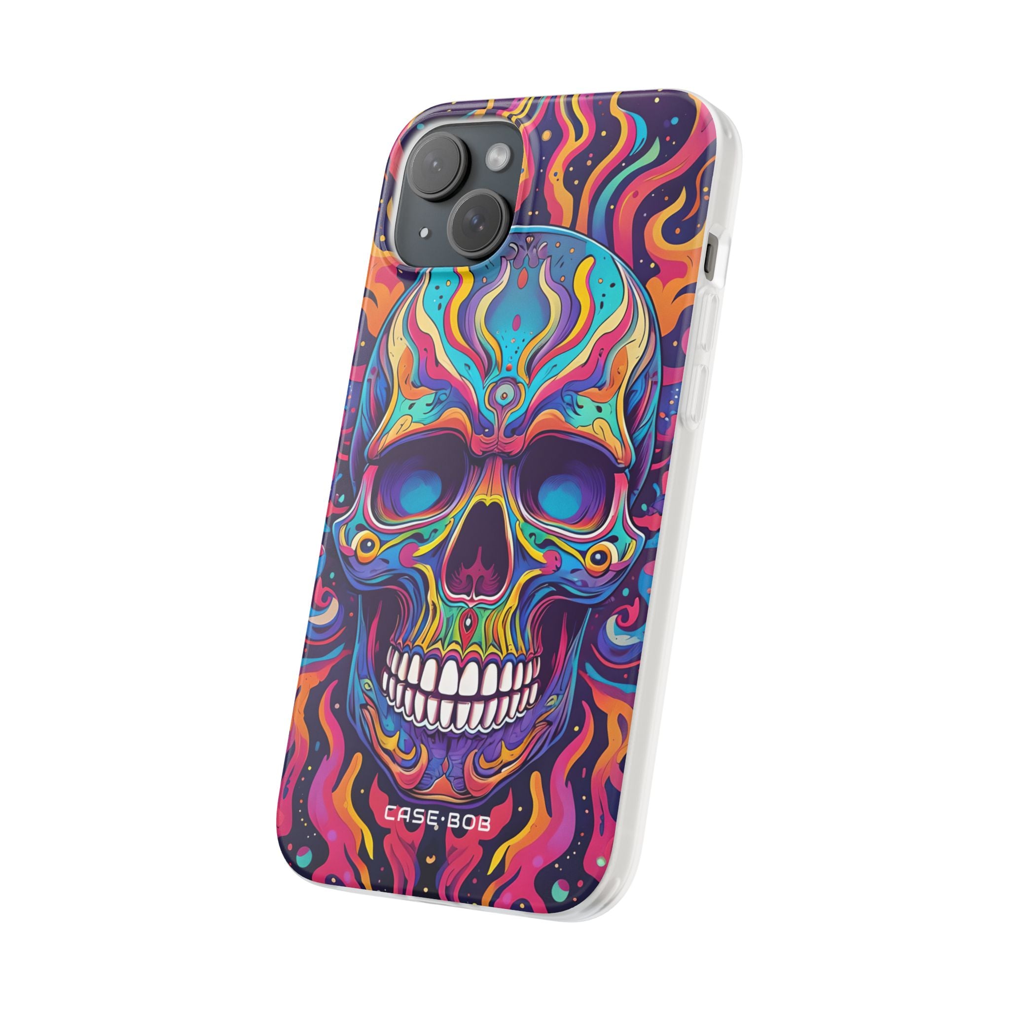 Flaming Skull iPhone 15 Plus Case - Soft