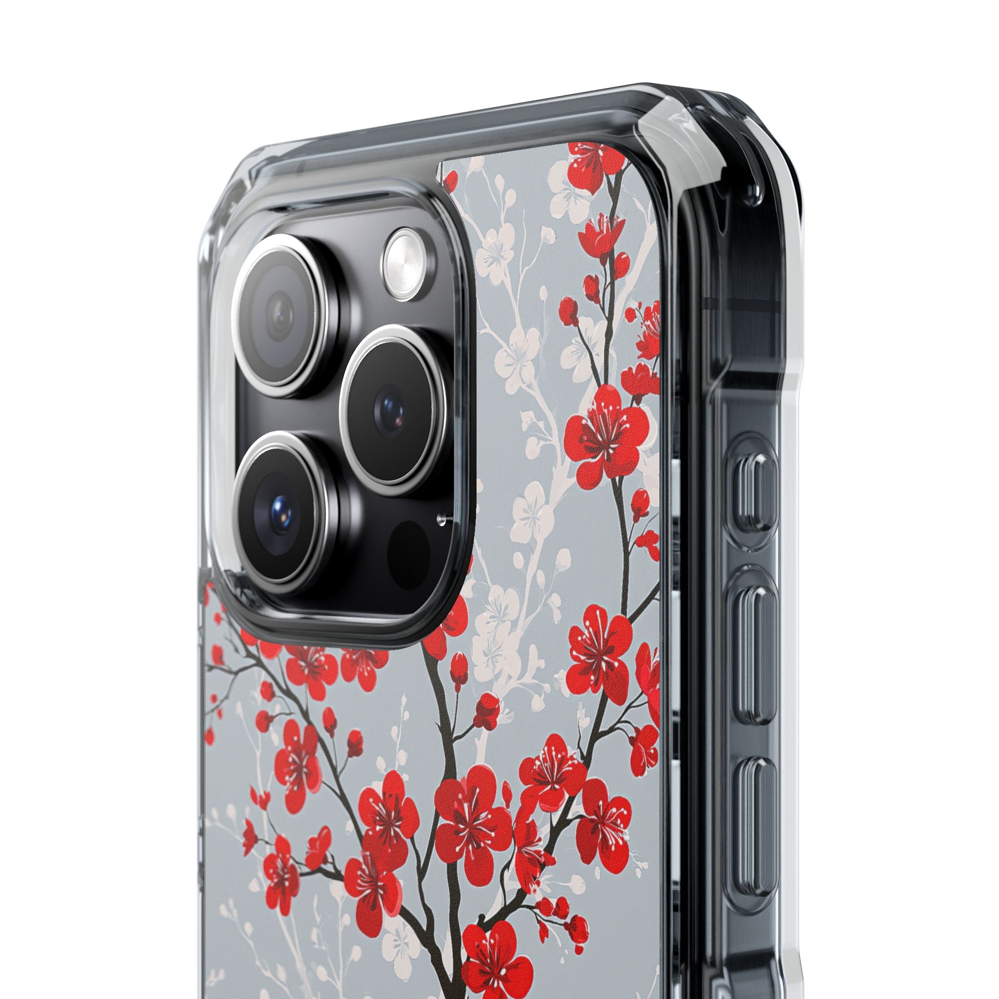 Grey Impact MagSafe Phone Case for iPhone - Crimson Sakura Slate
