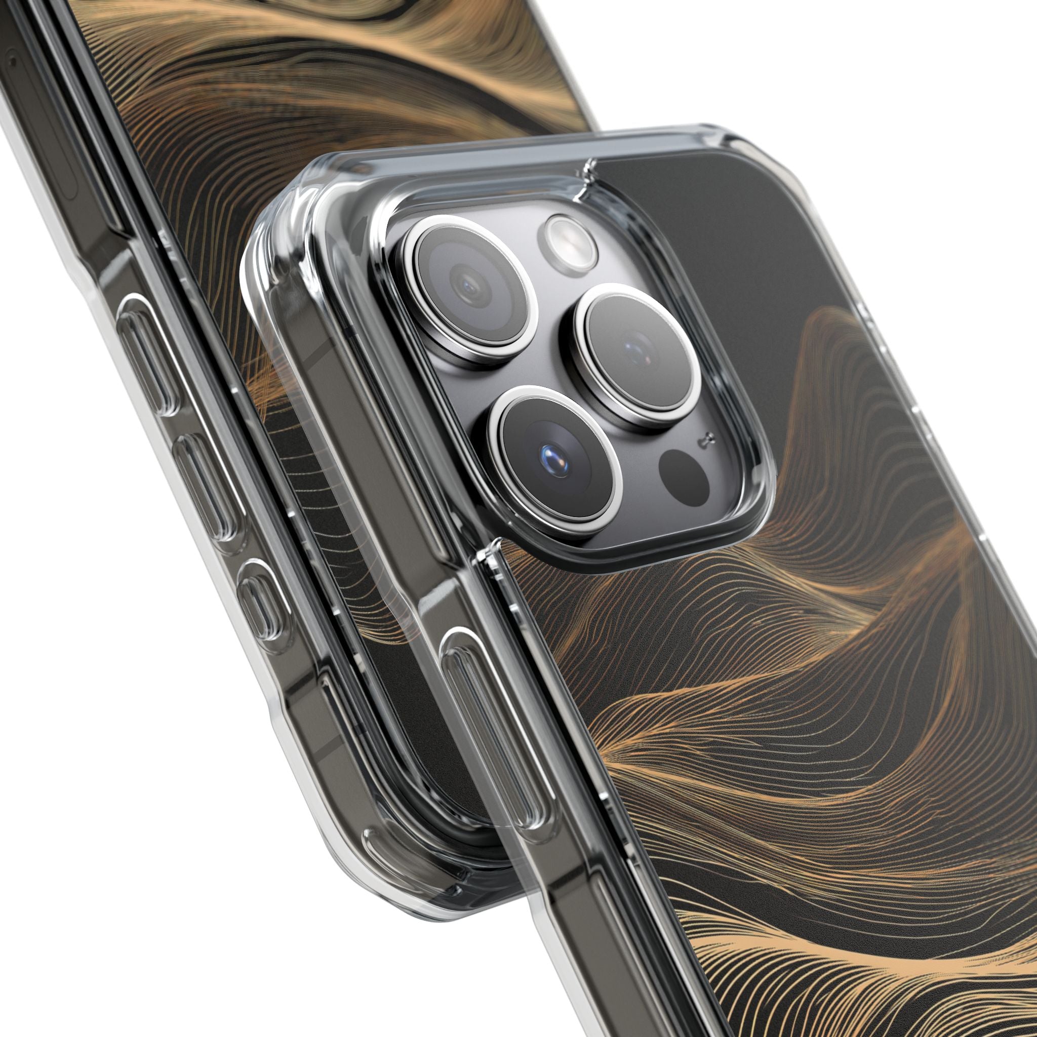 Black Impact MagSafe Phone Case for iPhone - Copper Topo Ridge