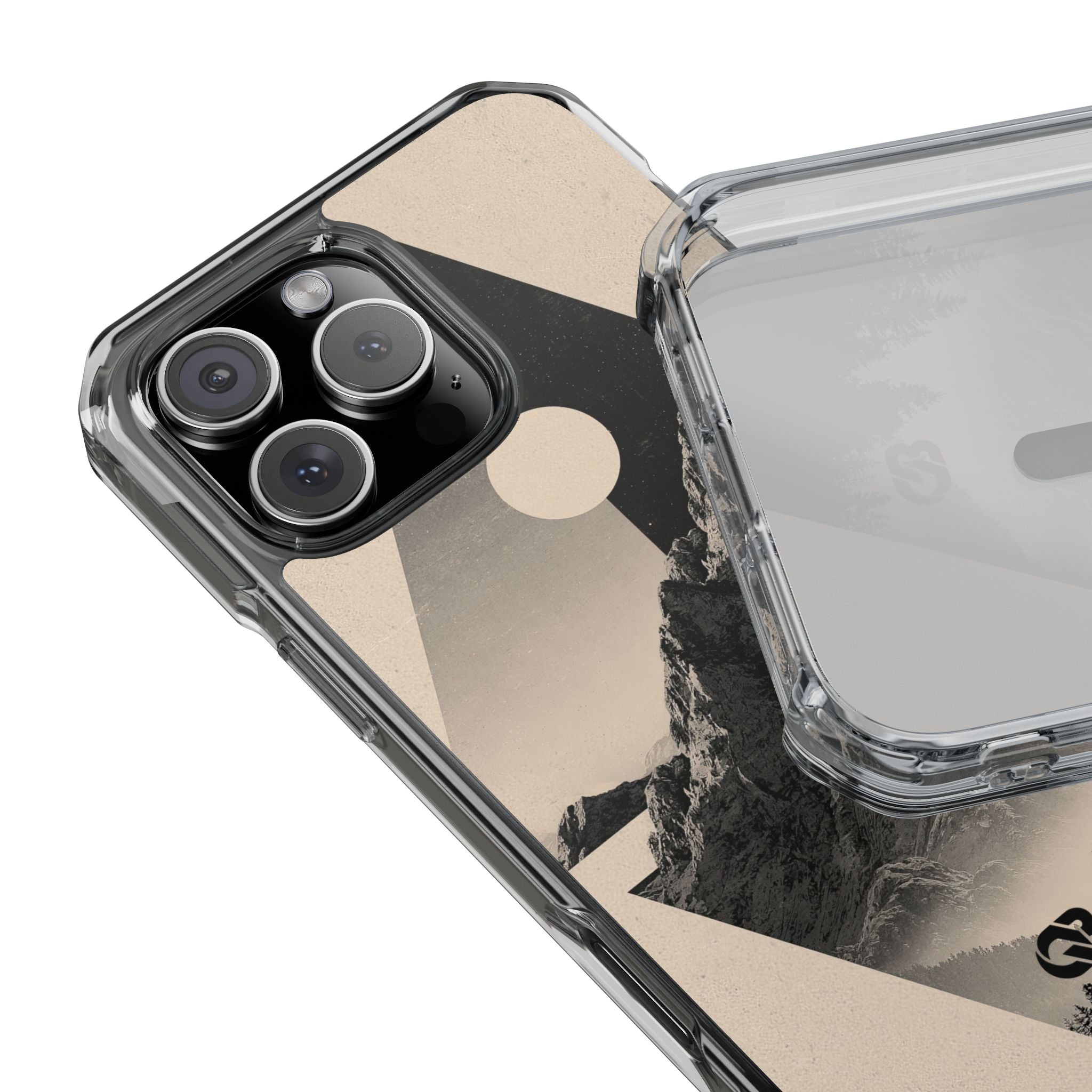 Beige Impact MagSafe Phone Case for iPhone - Obsidian Summit Parchment