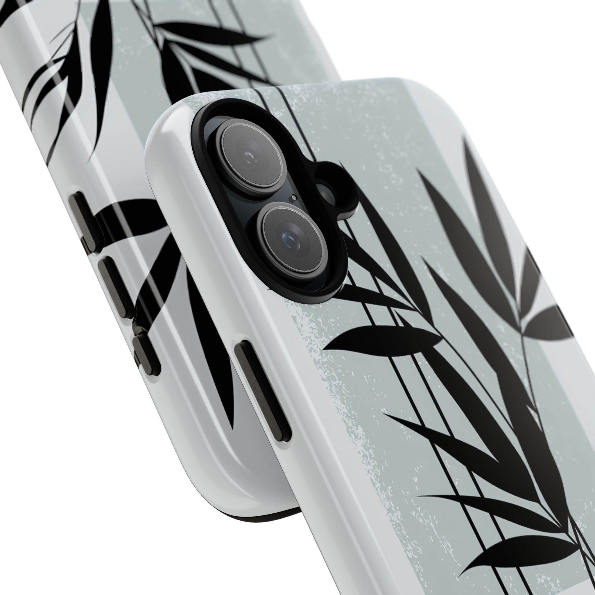 Grey Tough Phone Case for iPhone - Sage Bamboo Noir