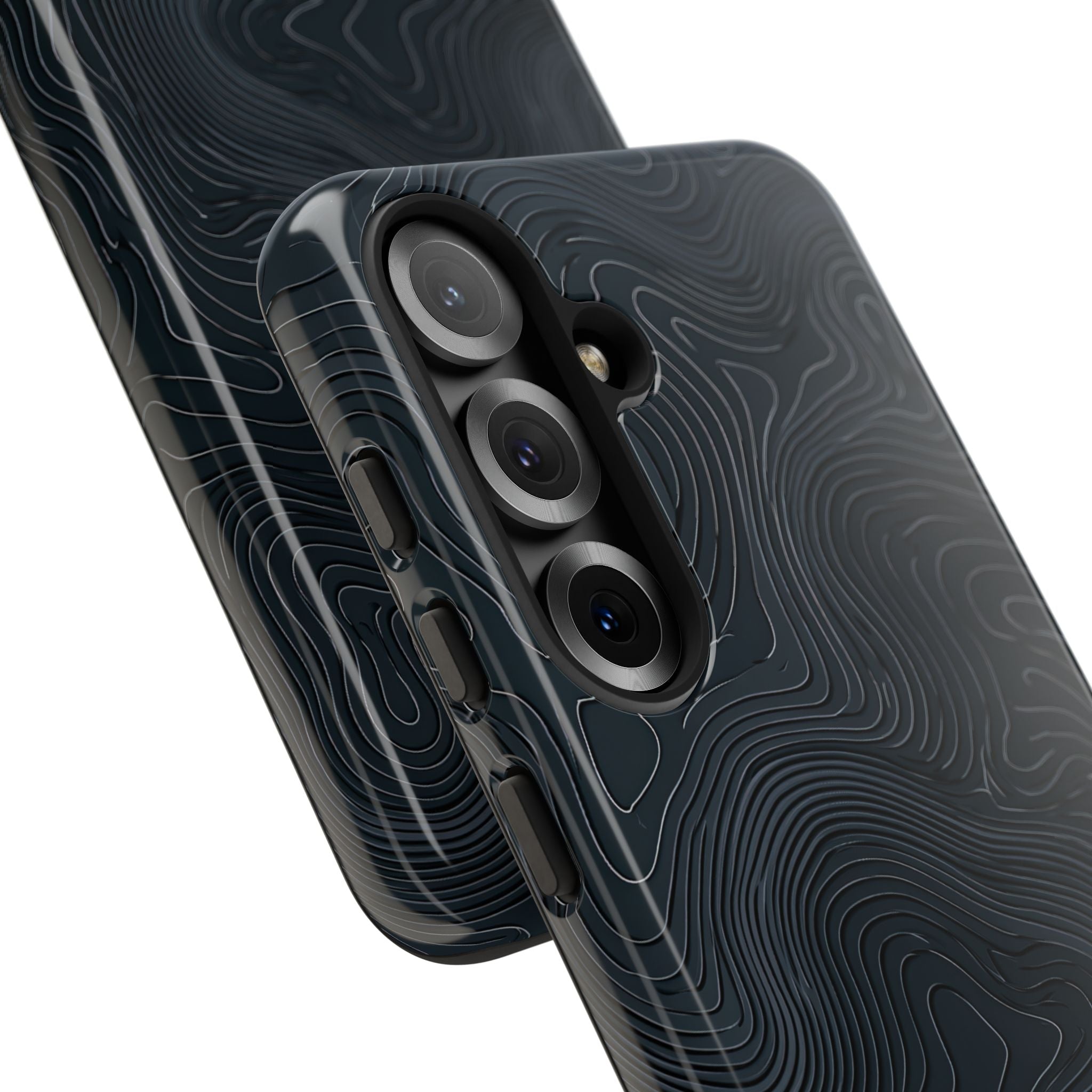 Black Tough Phone Case for Samsung - Obsidian Ridge Topo