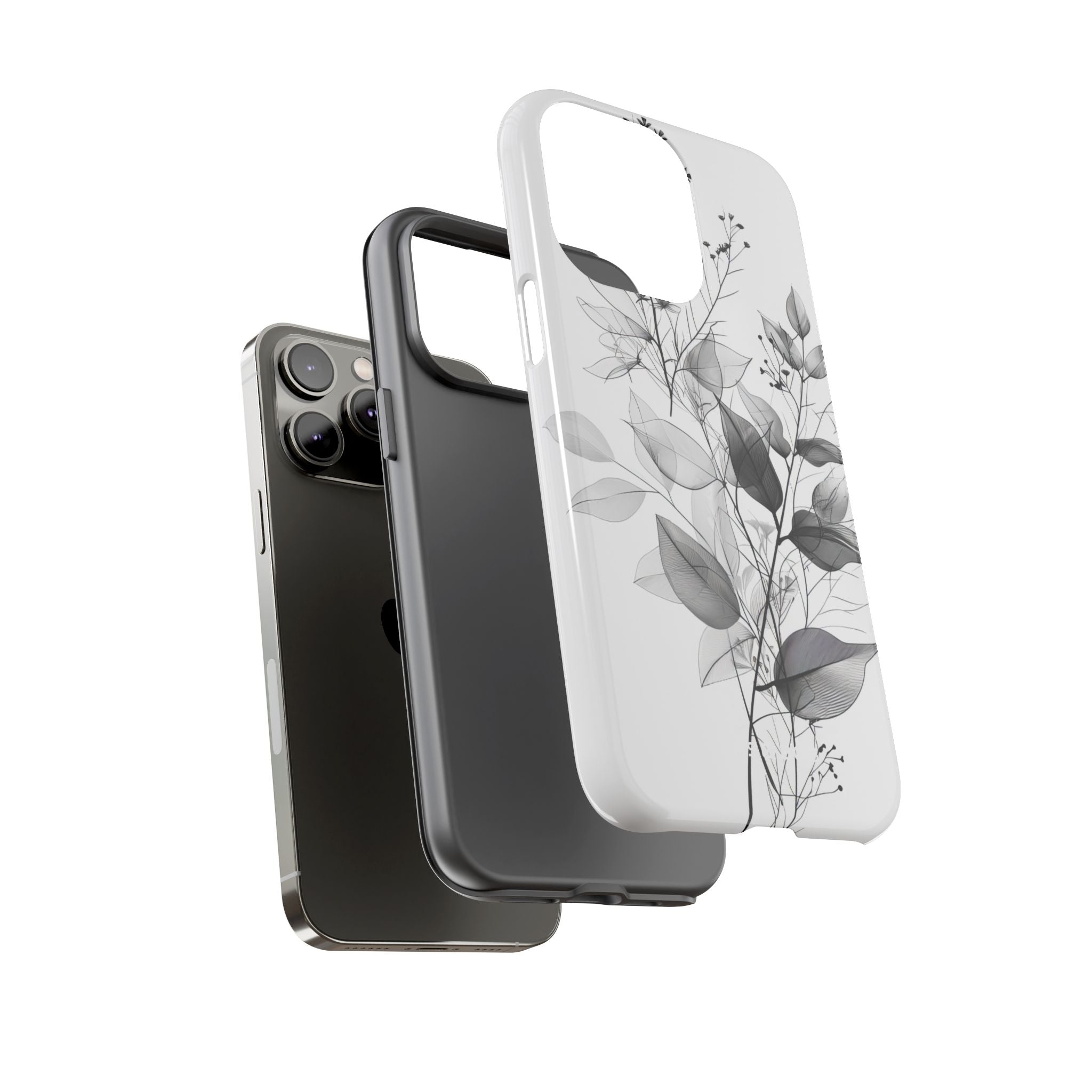 Gefleckte Blätter Grau iPhone 14 Pro Max Case - Tough