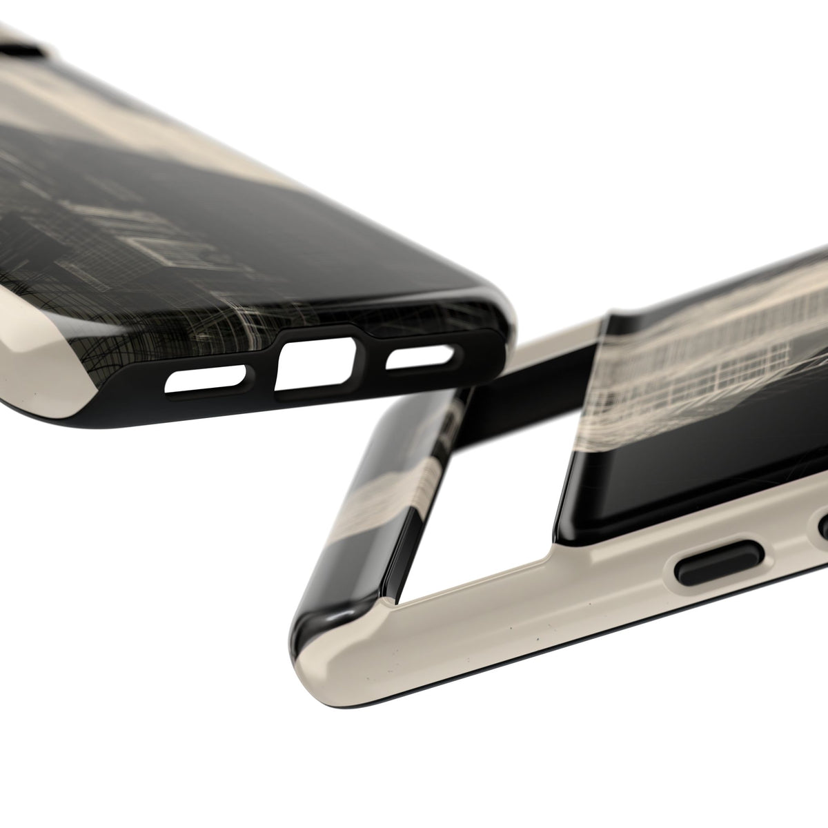 Beige Tough Phone Case for Google Pixel - Monolith Urban Grid