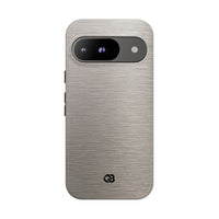 Grey Tough Phone Case for Google Pixel - Brushed Nickel Linen