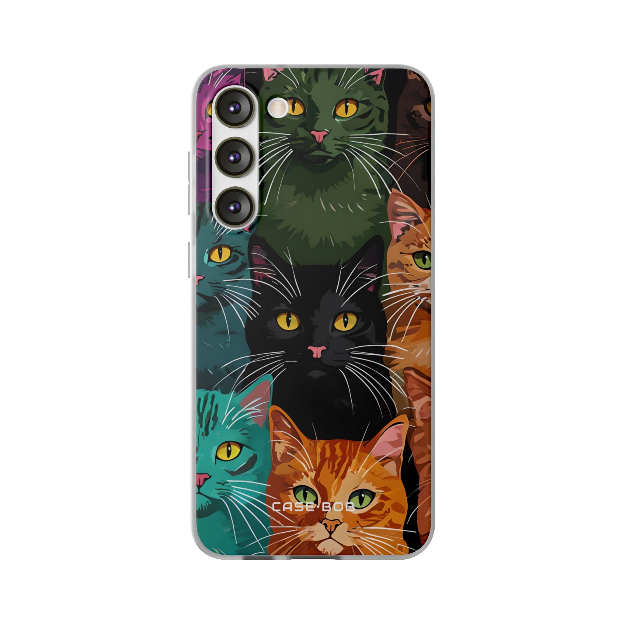 Sininen kissa ruudukko Samsung S23 Plus -pehmeä suojakotelo