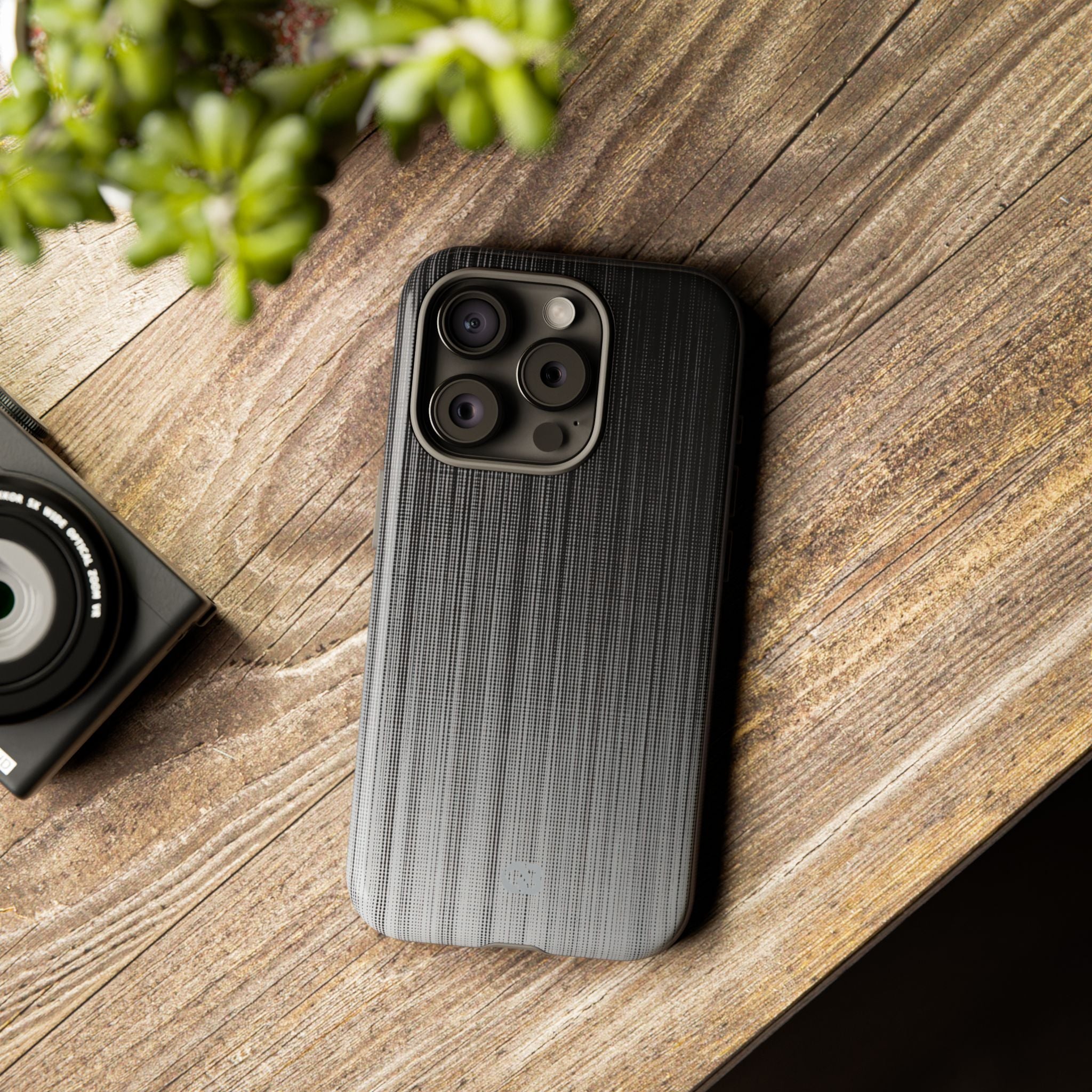 Grey Tough Phone Case for iPhone - Static Vertical Dither