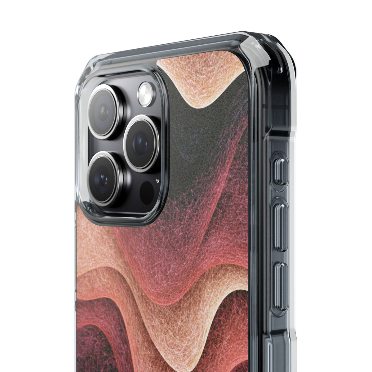 Rose Contour Waves · Clear Impact Magnetic Phone Case for iPhone · Pink