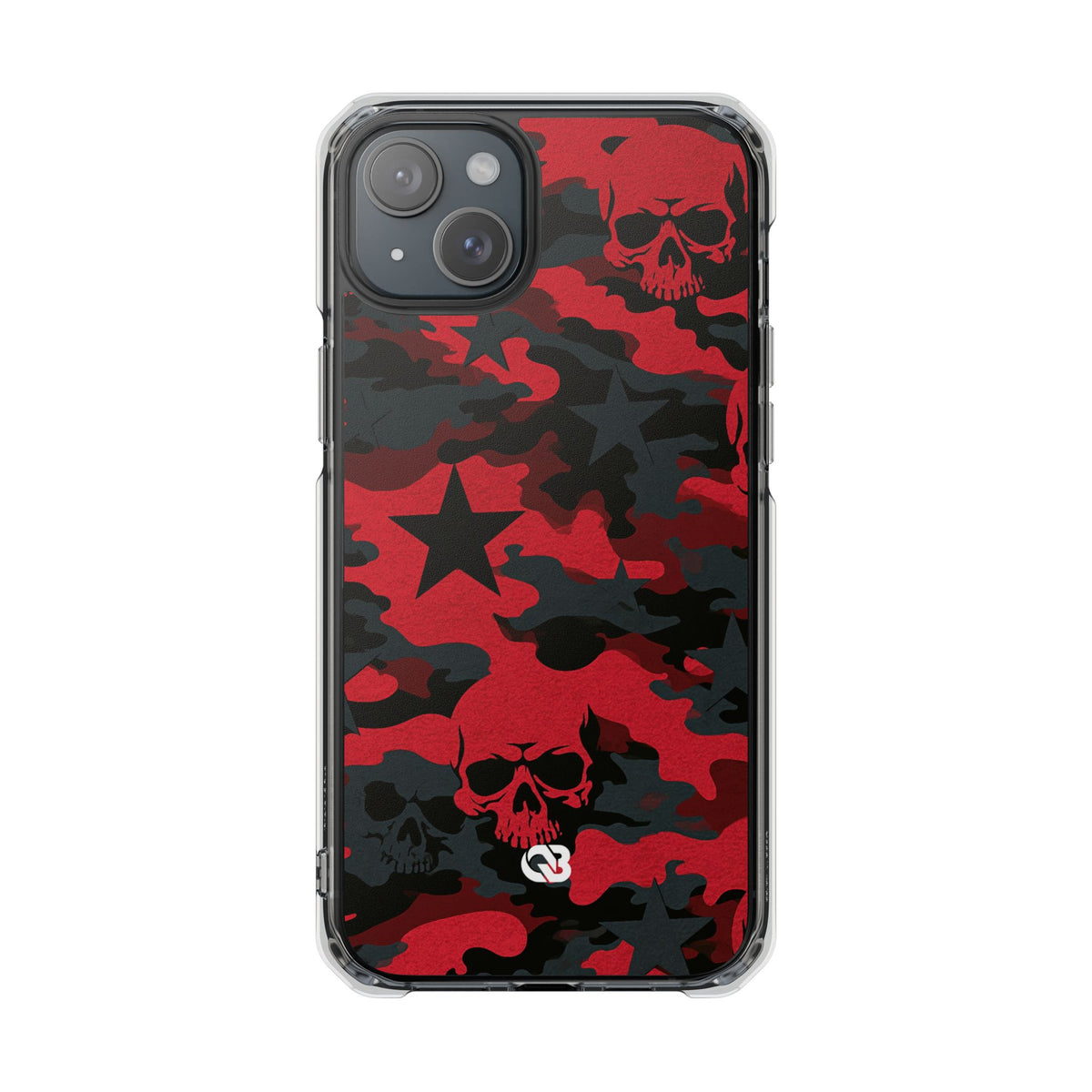 Crimson Skull Camo · Clear Impact Magnetic Phone Case for iPhone · Red