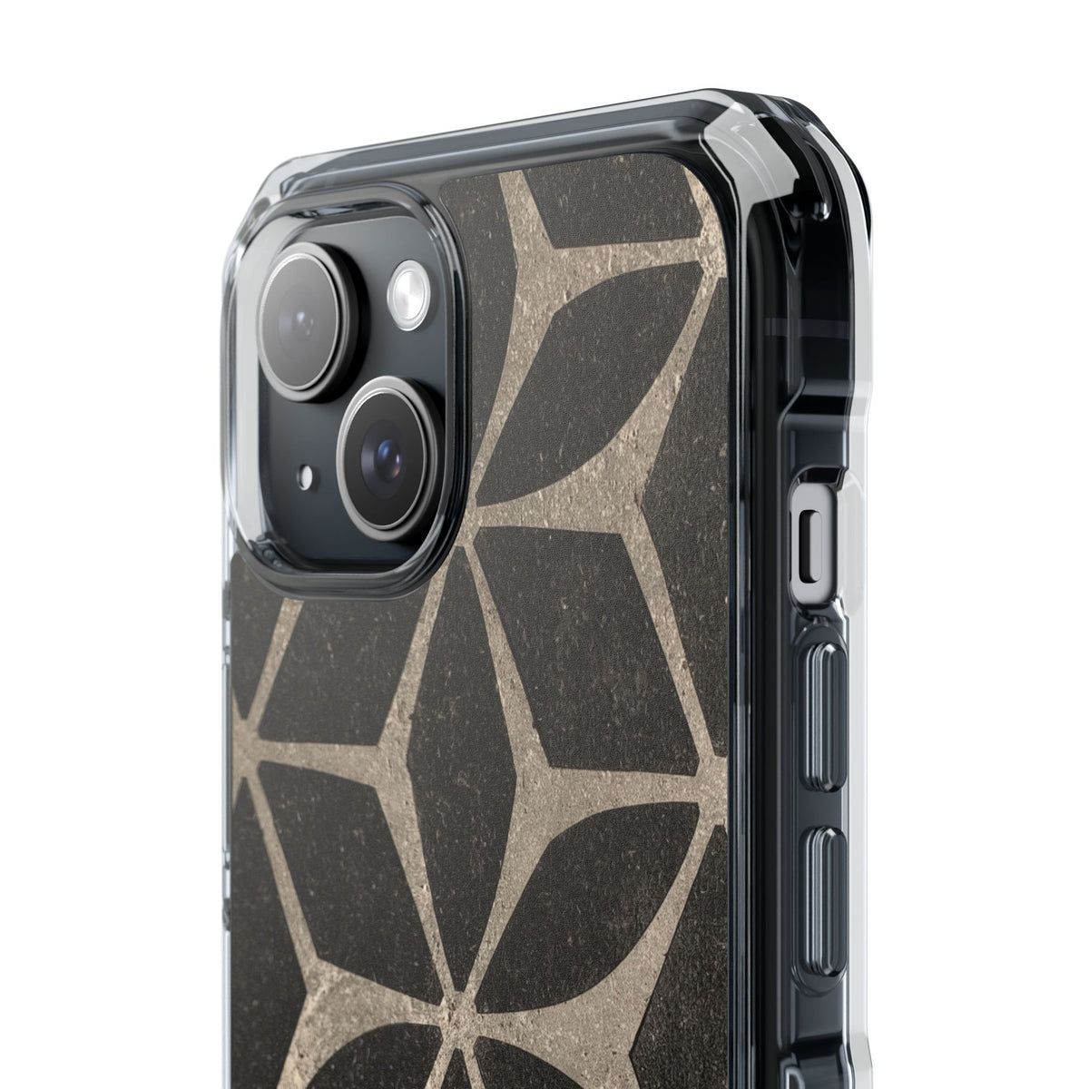 Concrete Mosaic Star · Clear Impact Magnetic Phone Case for iPhone · Black