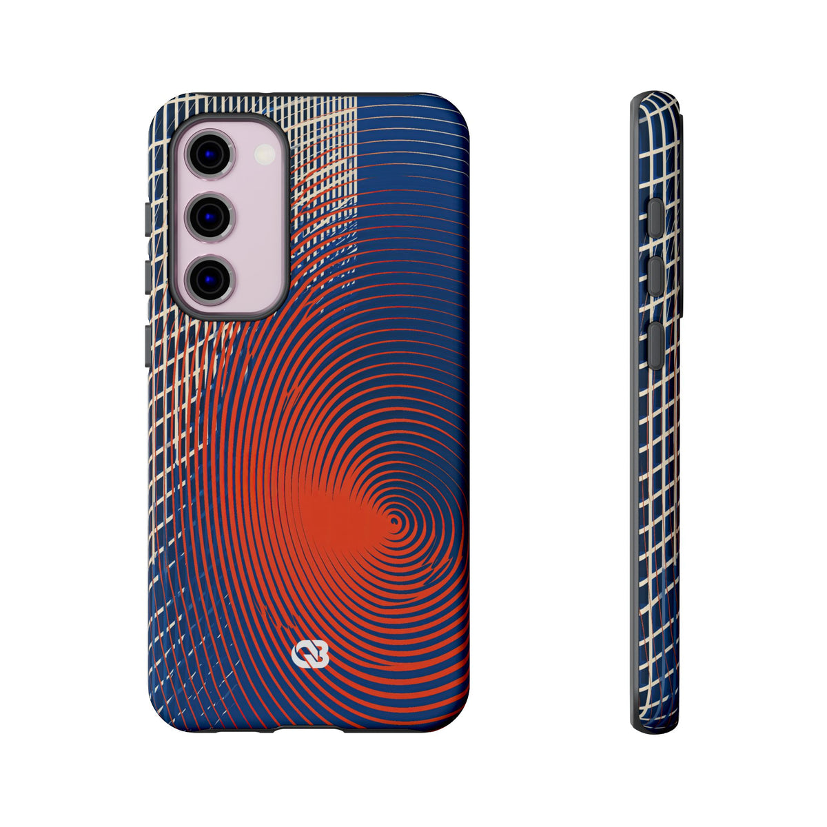 Blue Tough Phone Case for Samsung - Orange Orbit Grid