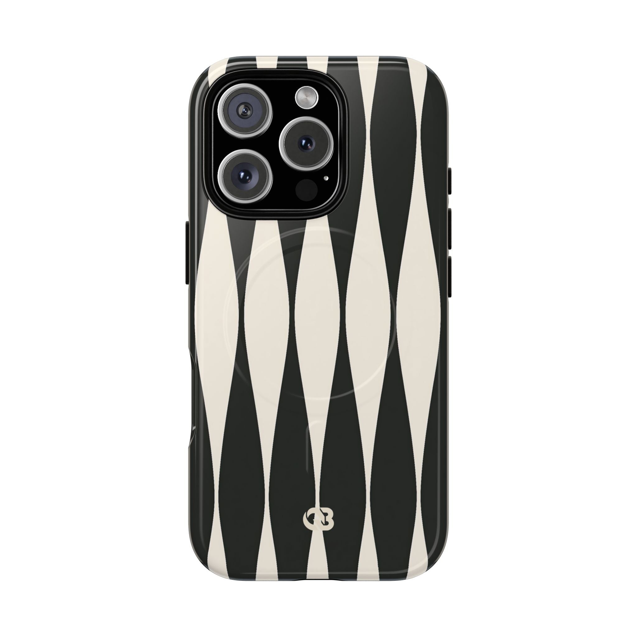 Black Tough 2.0 Magsafe Phone Case for iPhone - Ivory Spindle Grid